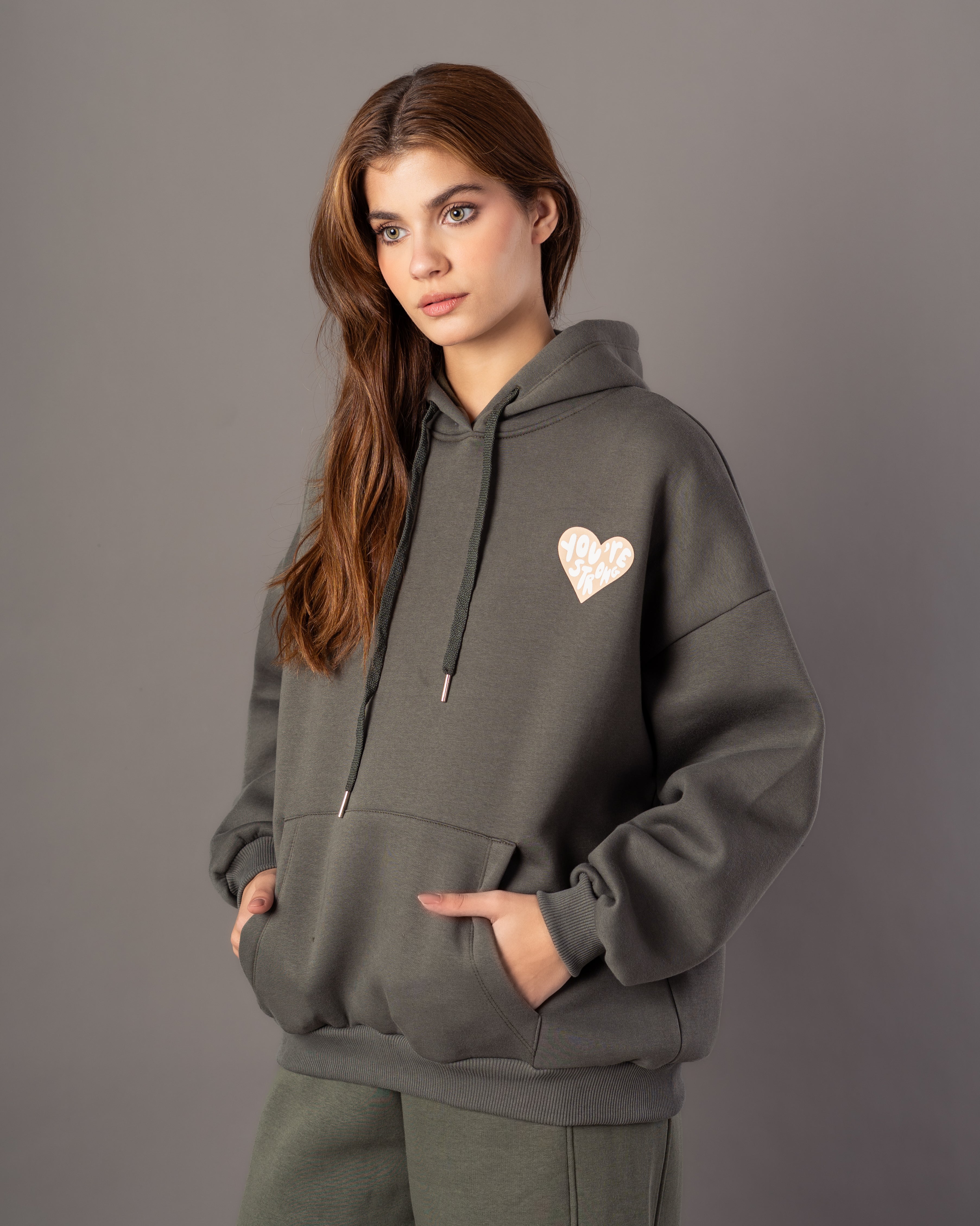 Hoodie – Text Print Inside Heart