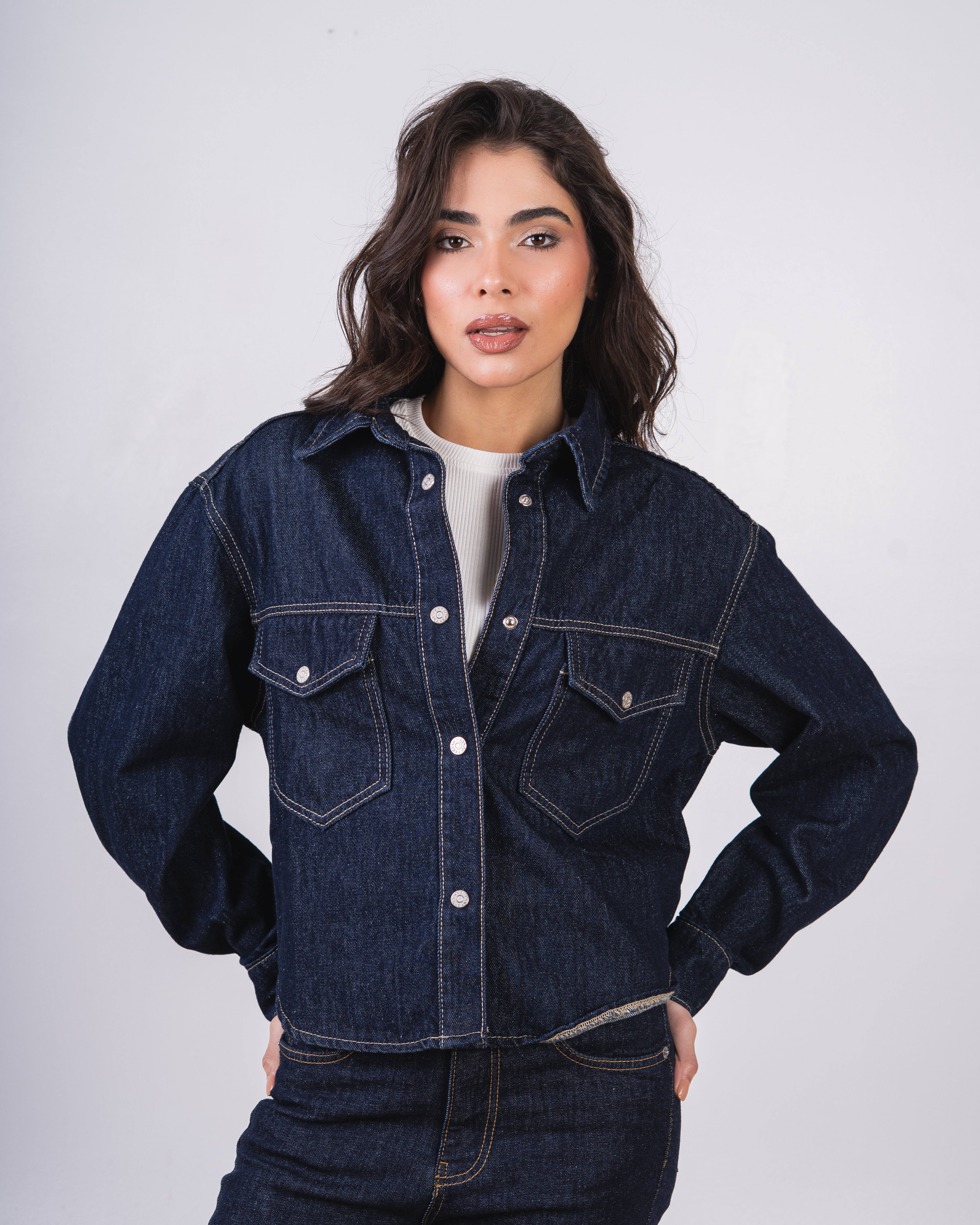 Short Denim Jacket - With Rectangular Pocket