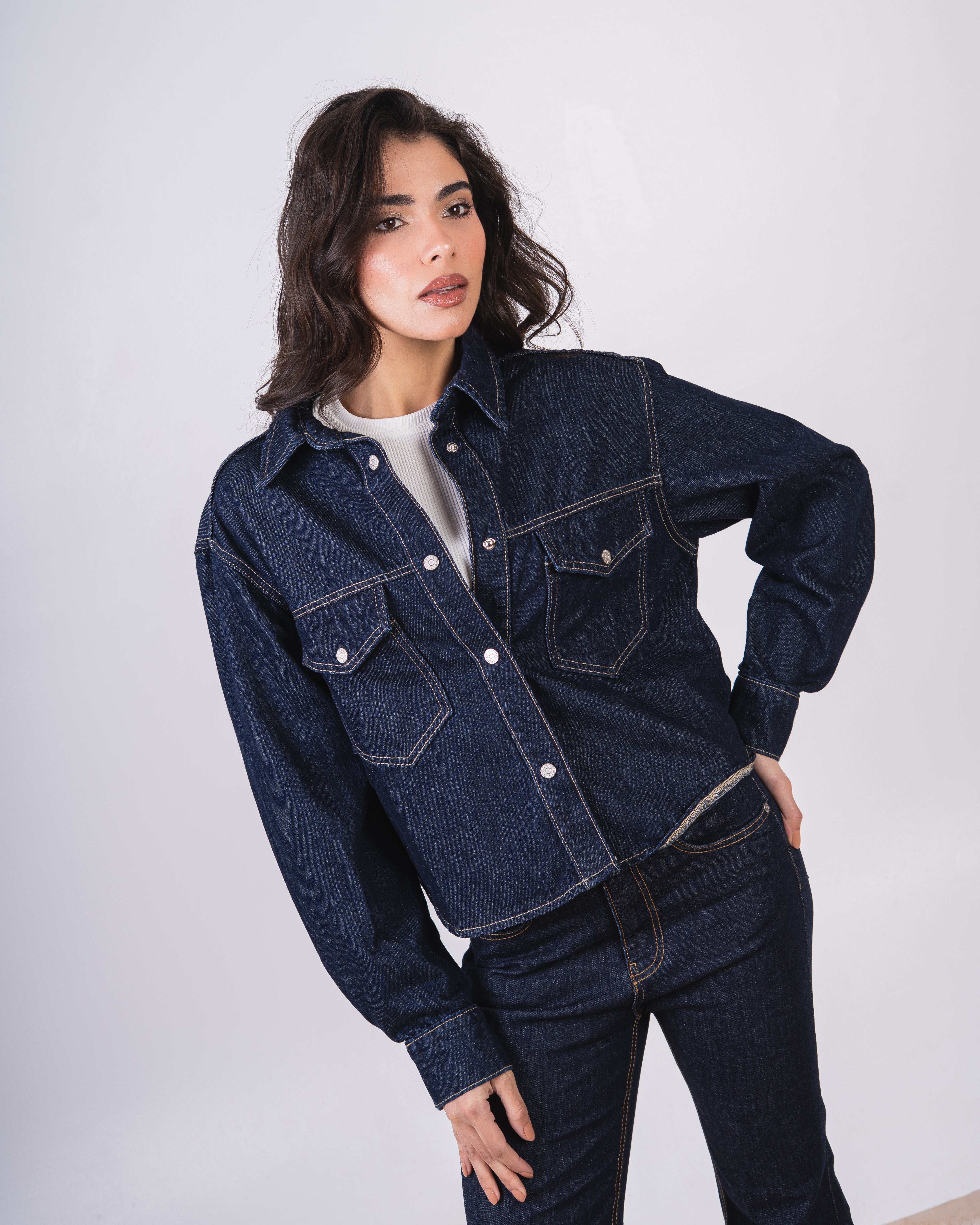 Short Denim Jacket - With Rectangular Pocket
