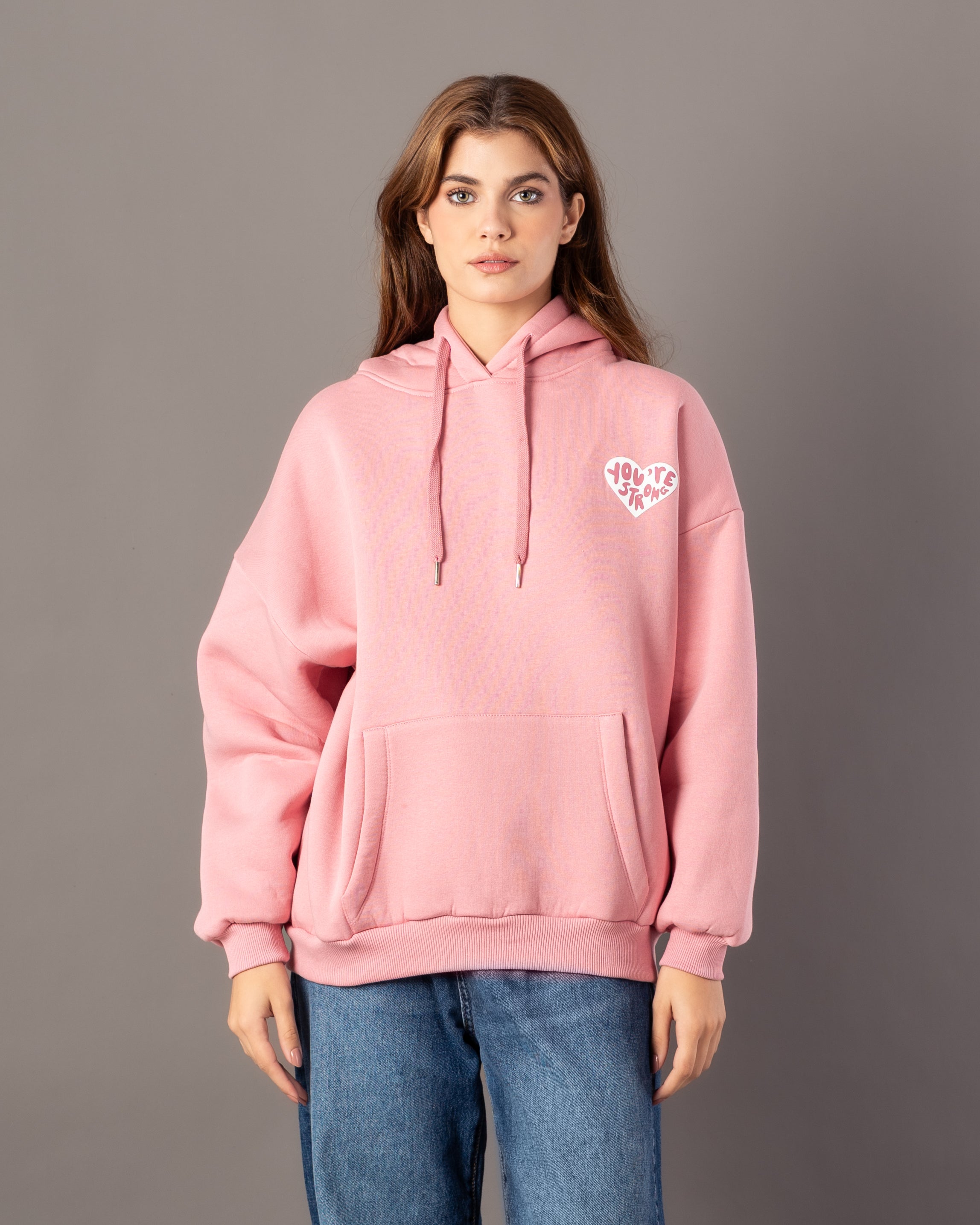 Hoodie – Text Print Inside Heart