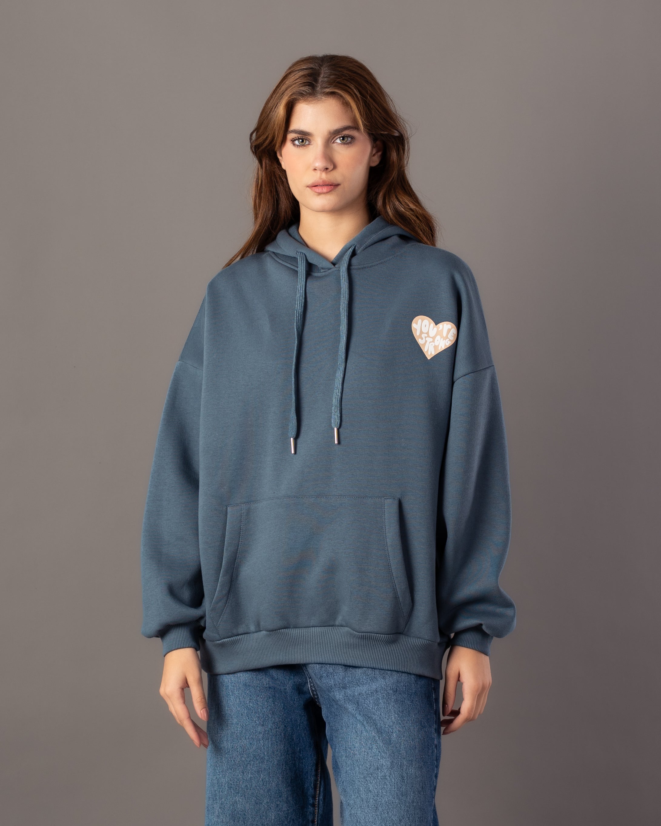 Hoodie – Text Print Inside Heart