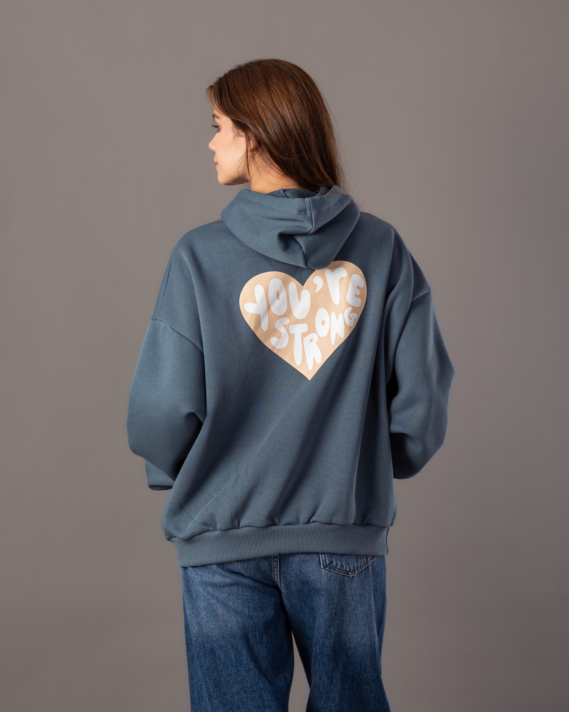 Hoodie – Text Print Inside Heart