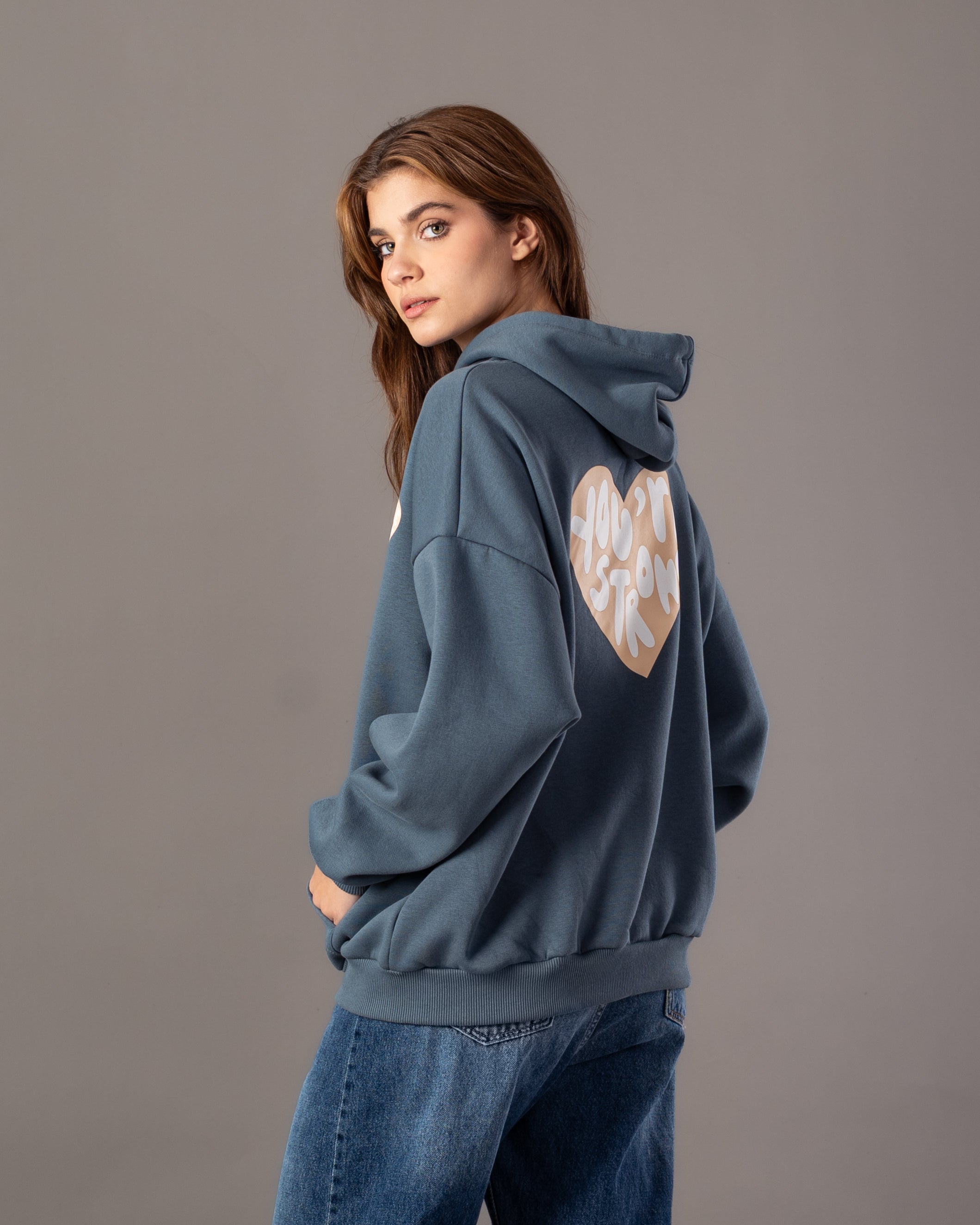 Hoodie – Text Print Inside Heart