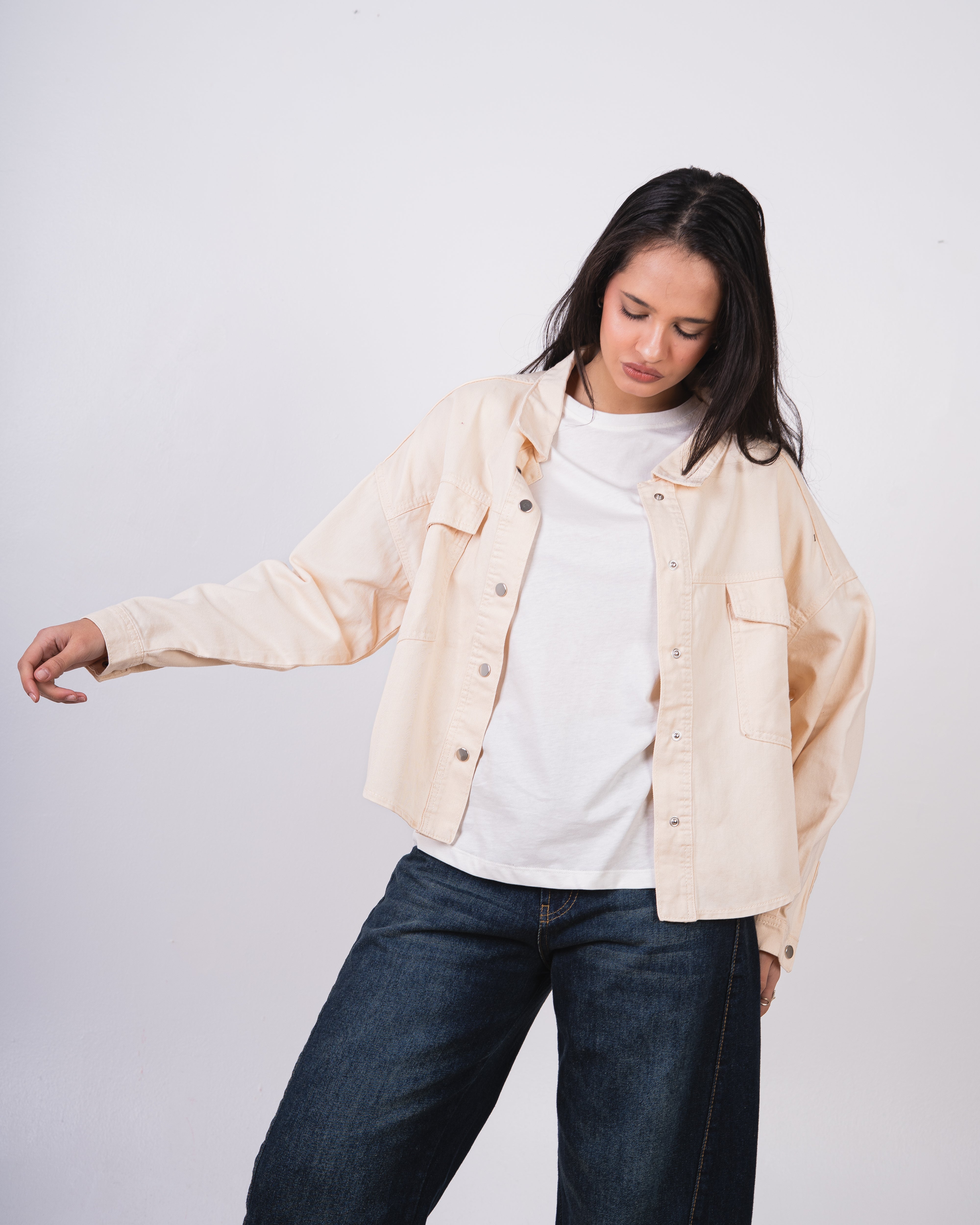 Short Gabardine Jacket - With Square Pocket