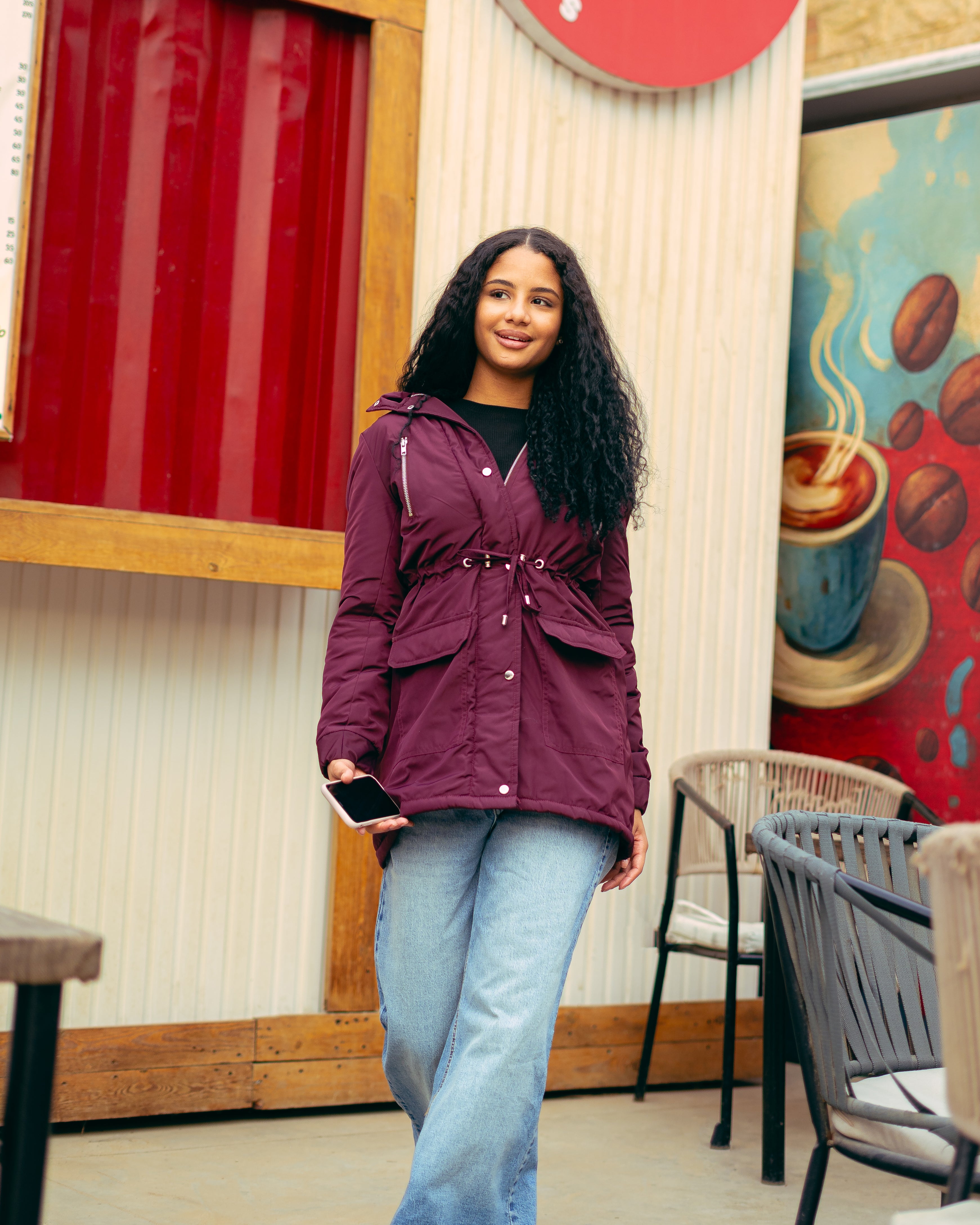 Waterproof jacket with fur hood