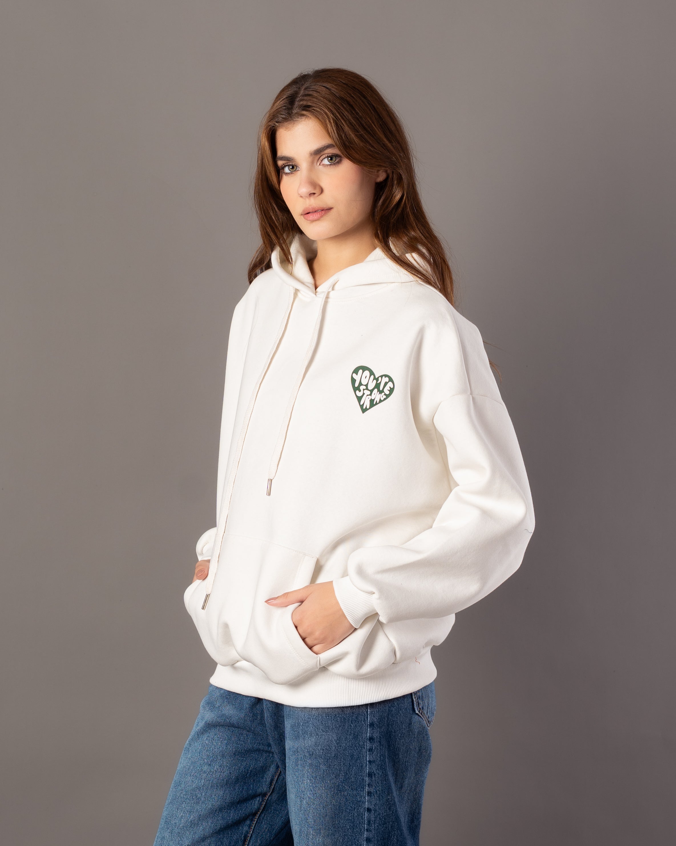 Hoodie – Text Print Inside Heart