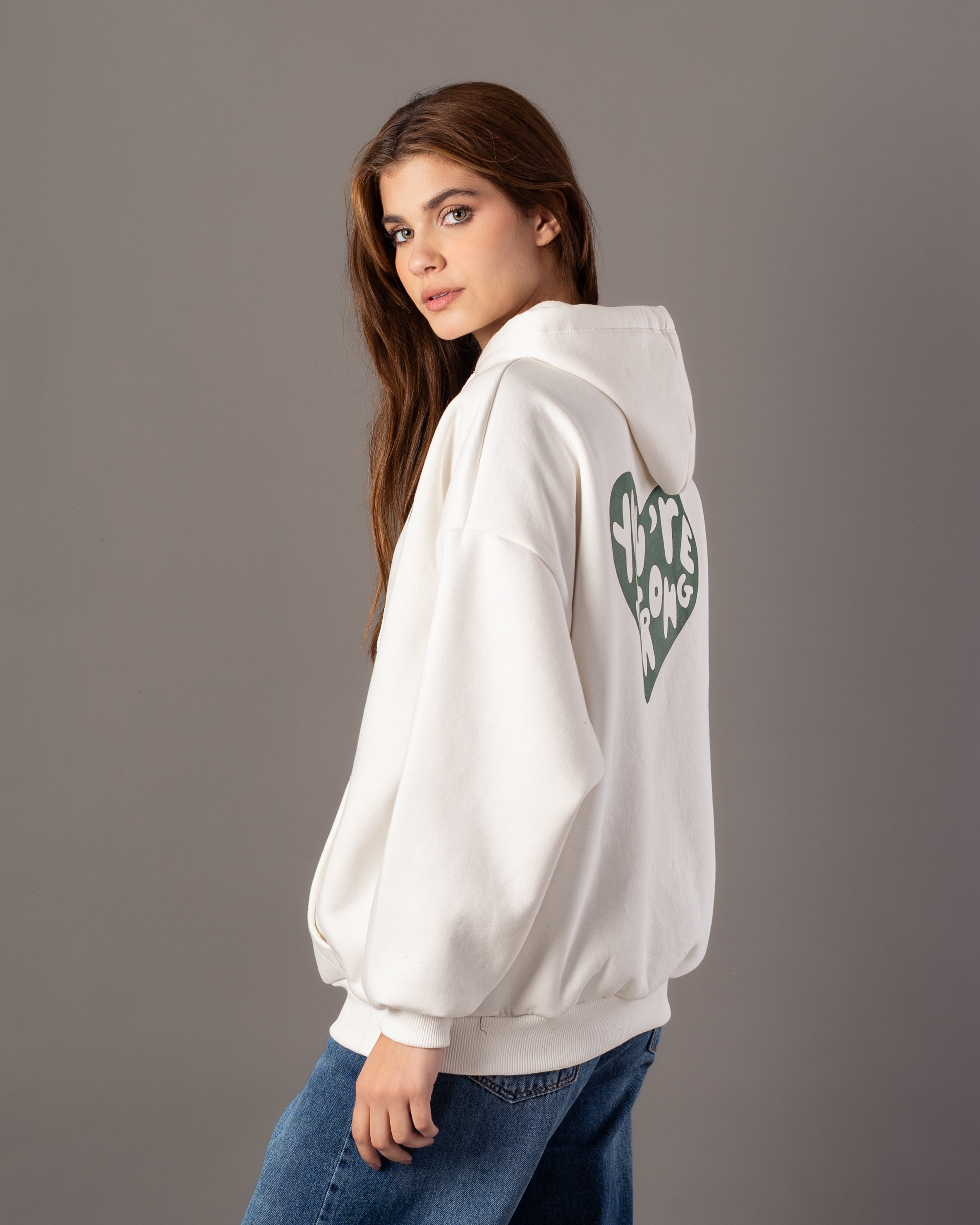 Hoodie – Text Print Inside Heart