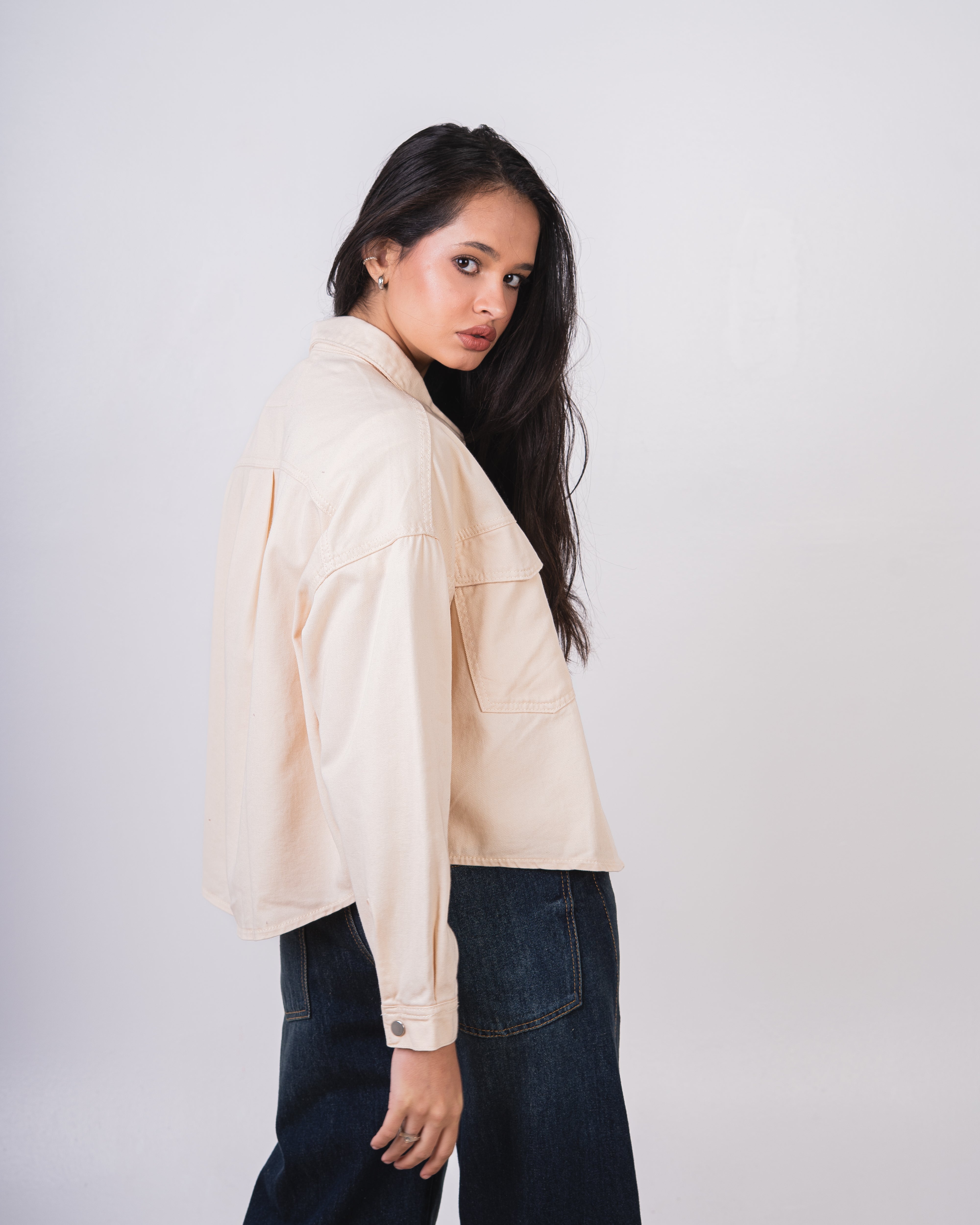 Short Gabardine Jacket - With Square Pocket