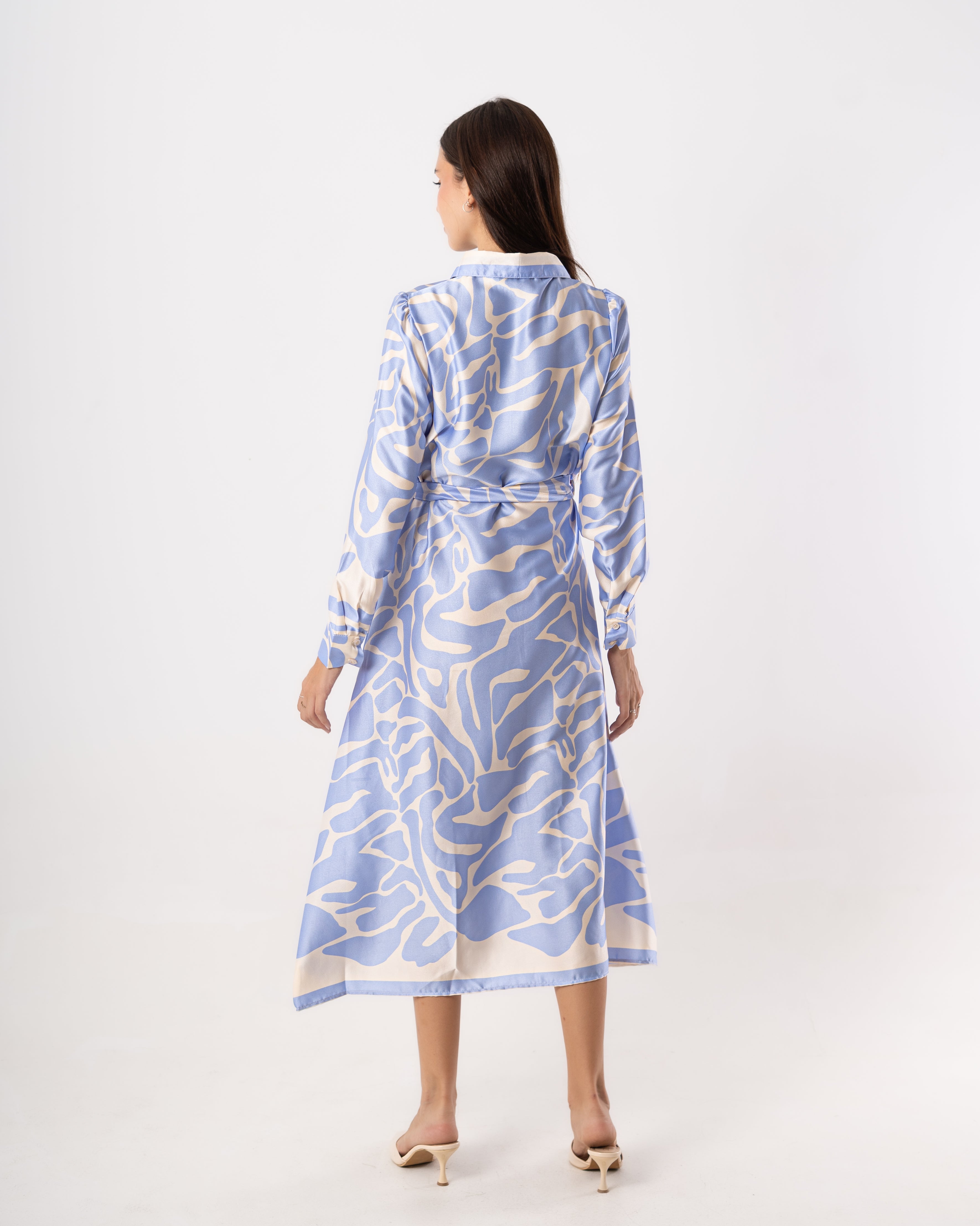 Belted dress - Wave drawing