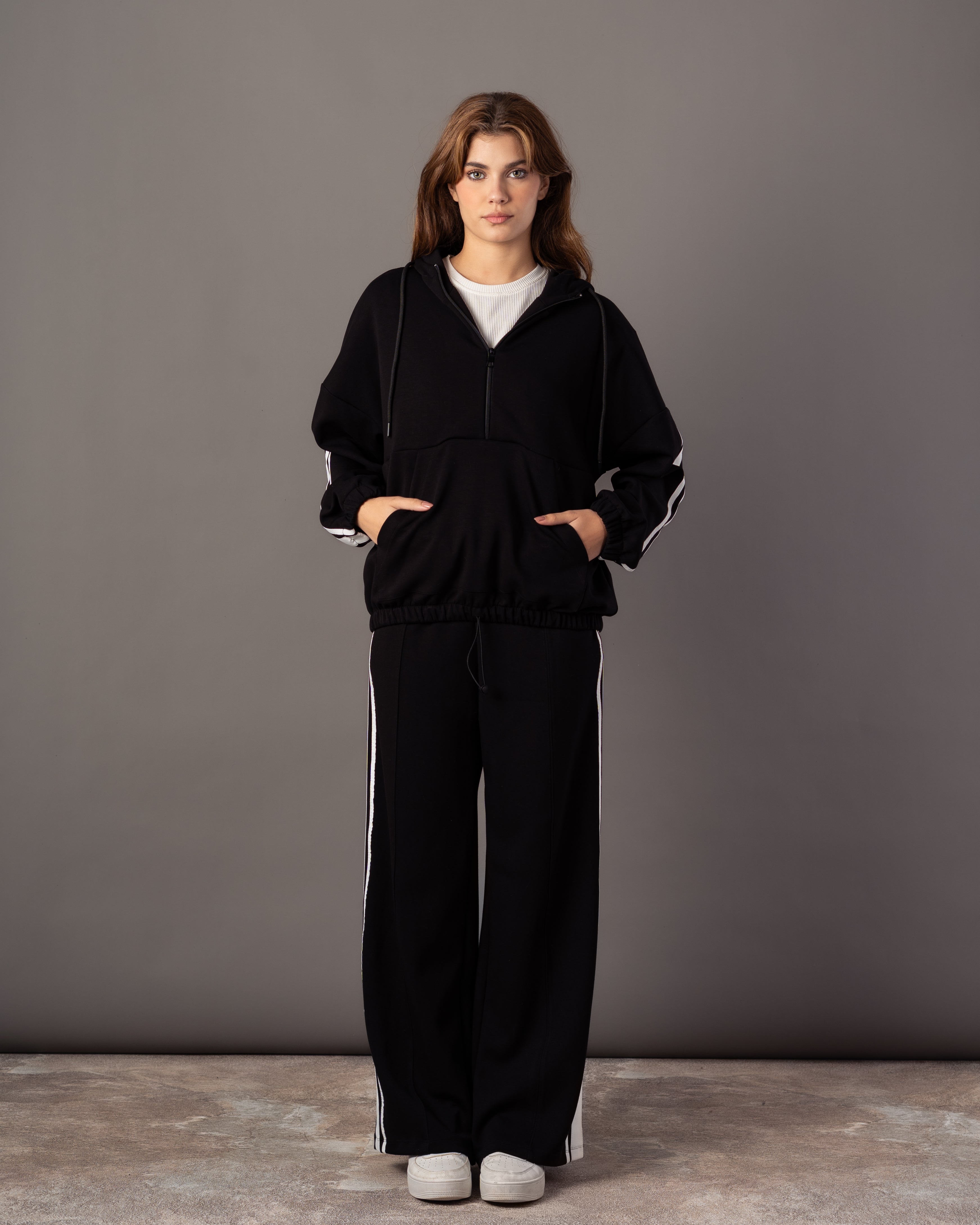 Plain Hoodie – Sleeve Stripe