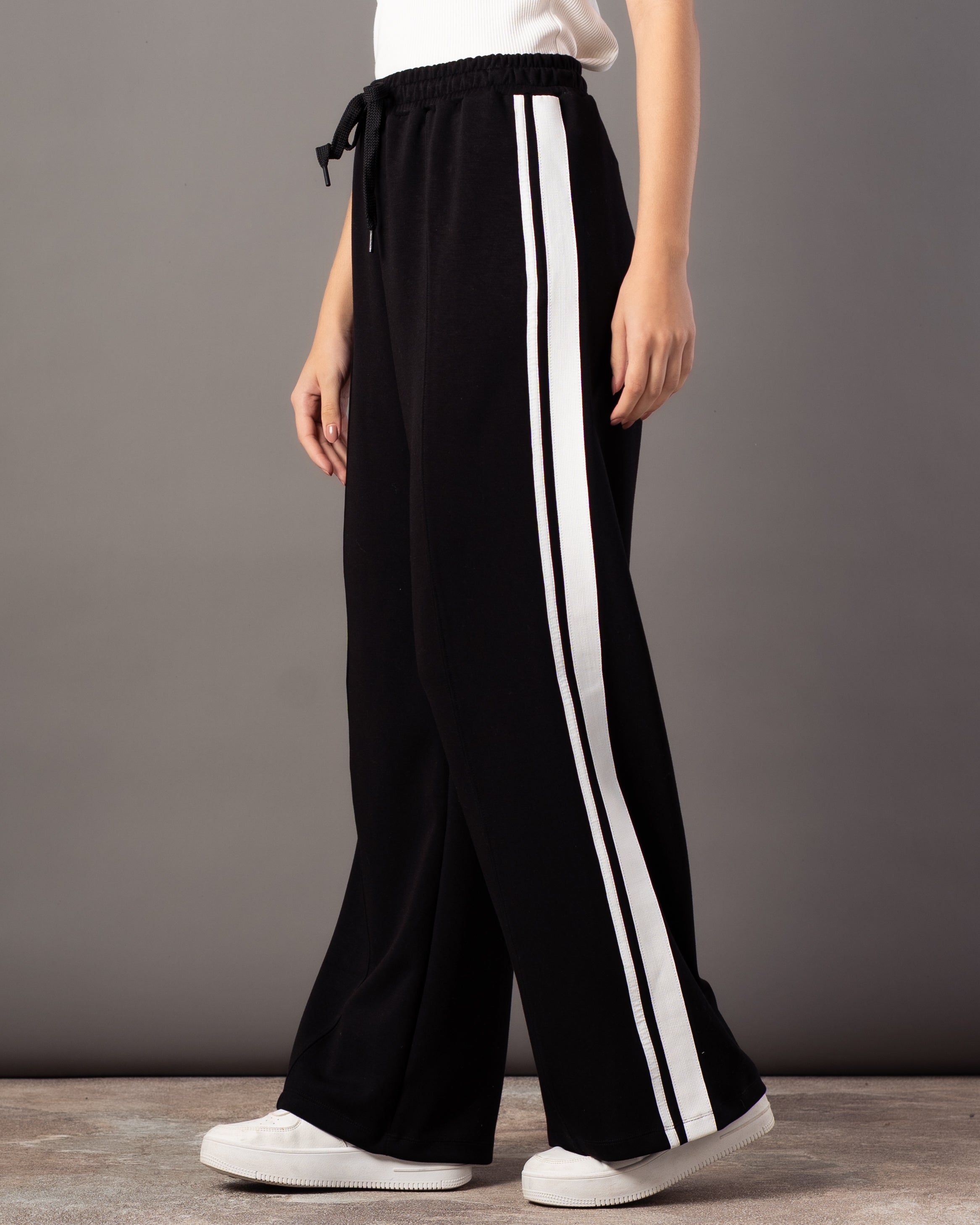 Drawstring Waist Trouser – Vertical Leg Stripe