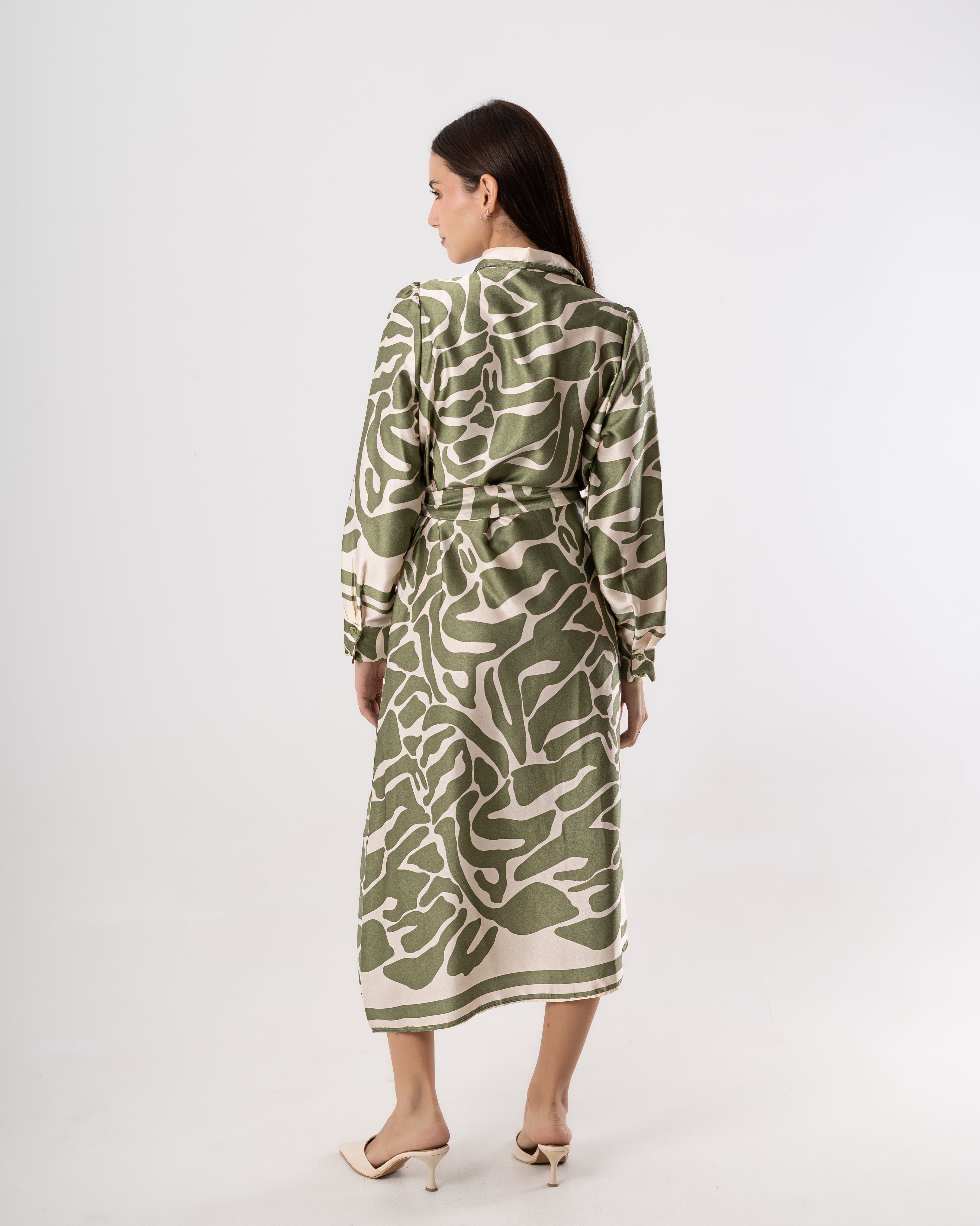 Belted dress - Wave drawing