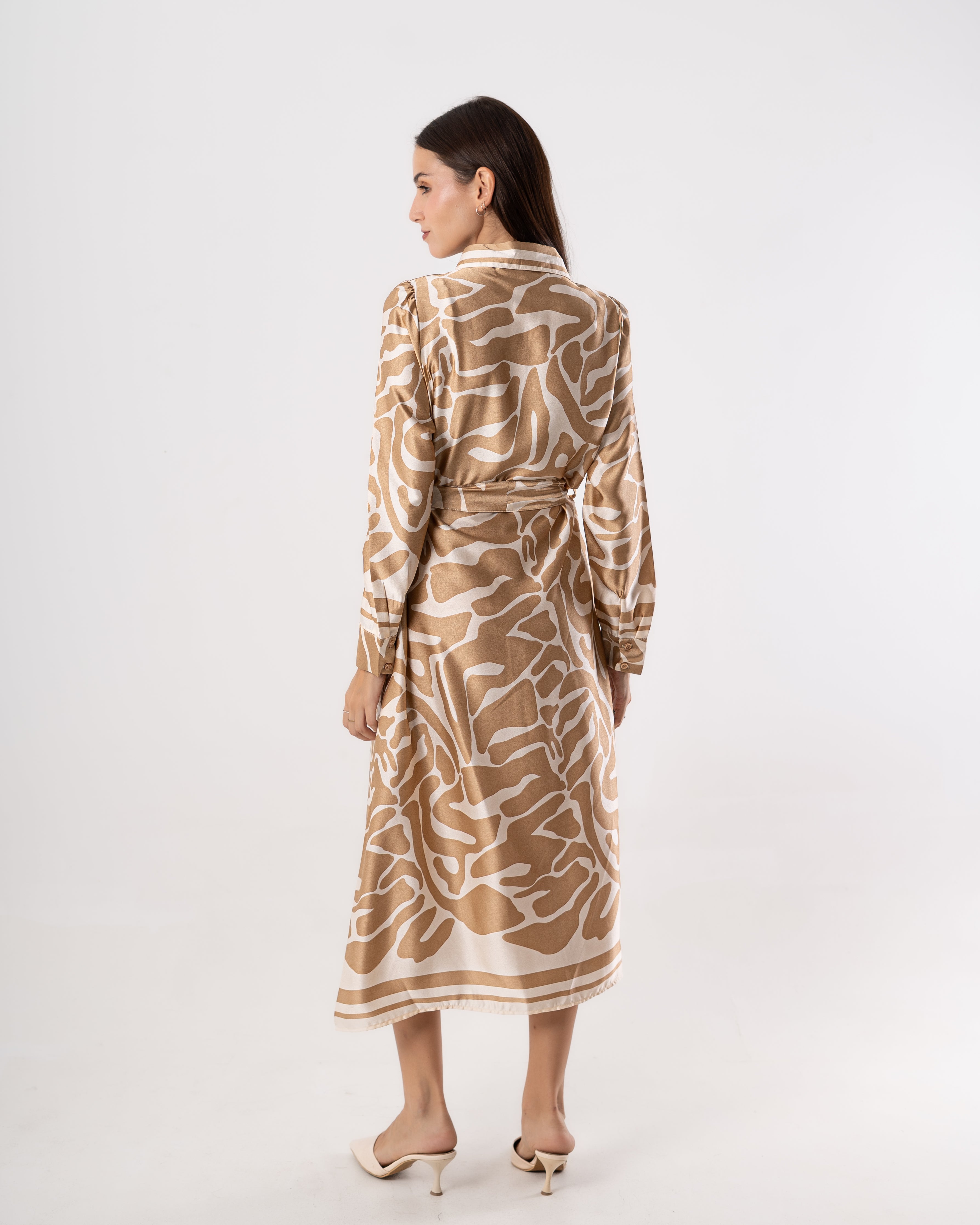 Belted dress - Wave drawing
