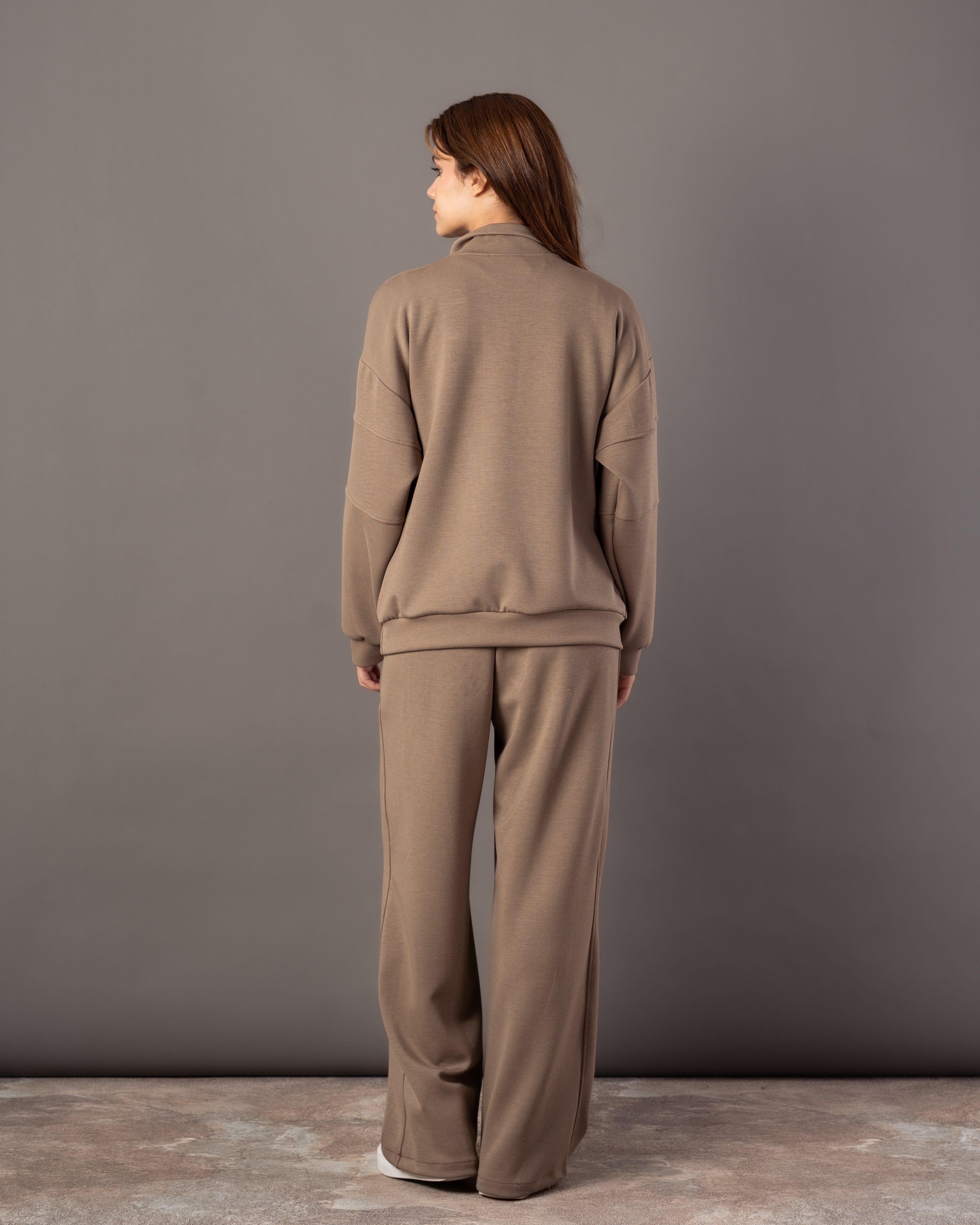 Plain Sweatshirt – Zip Neck (Chest & Sleeve Stripe)