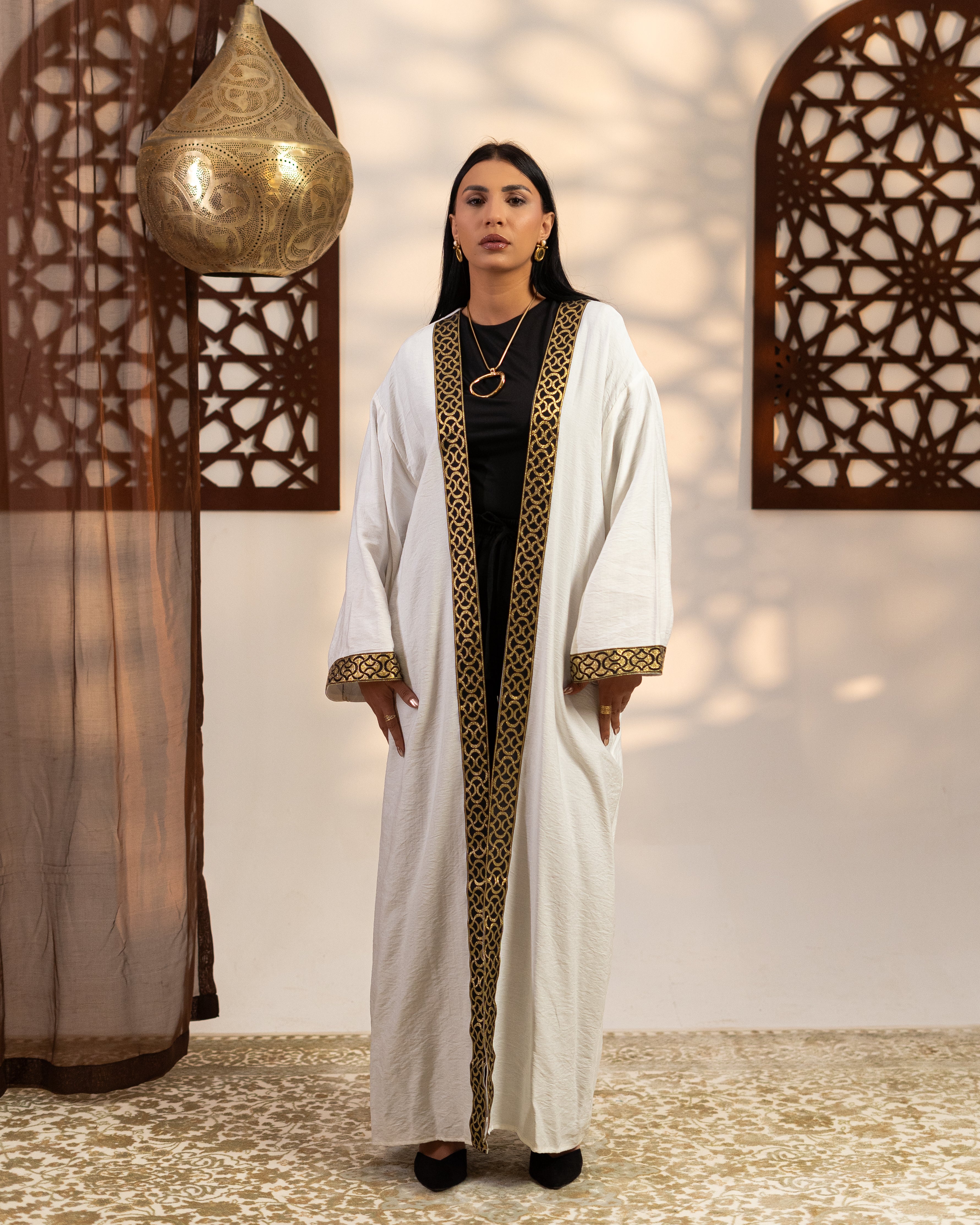 Caftan With Belt - (Circular - Patterned )