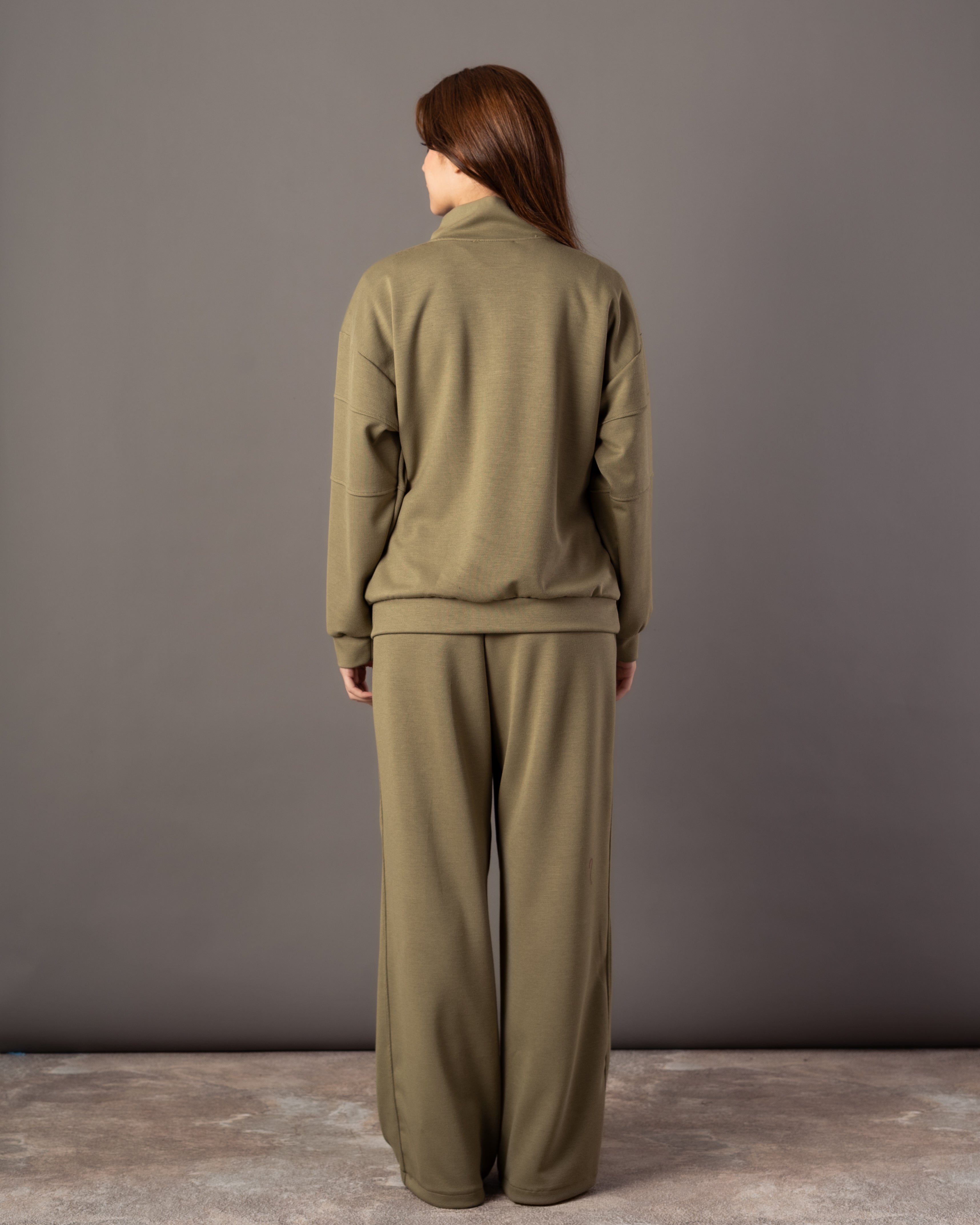 Plain Sweatshirt – Zip Neck (Chest & Sleeve Stripe)