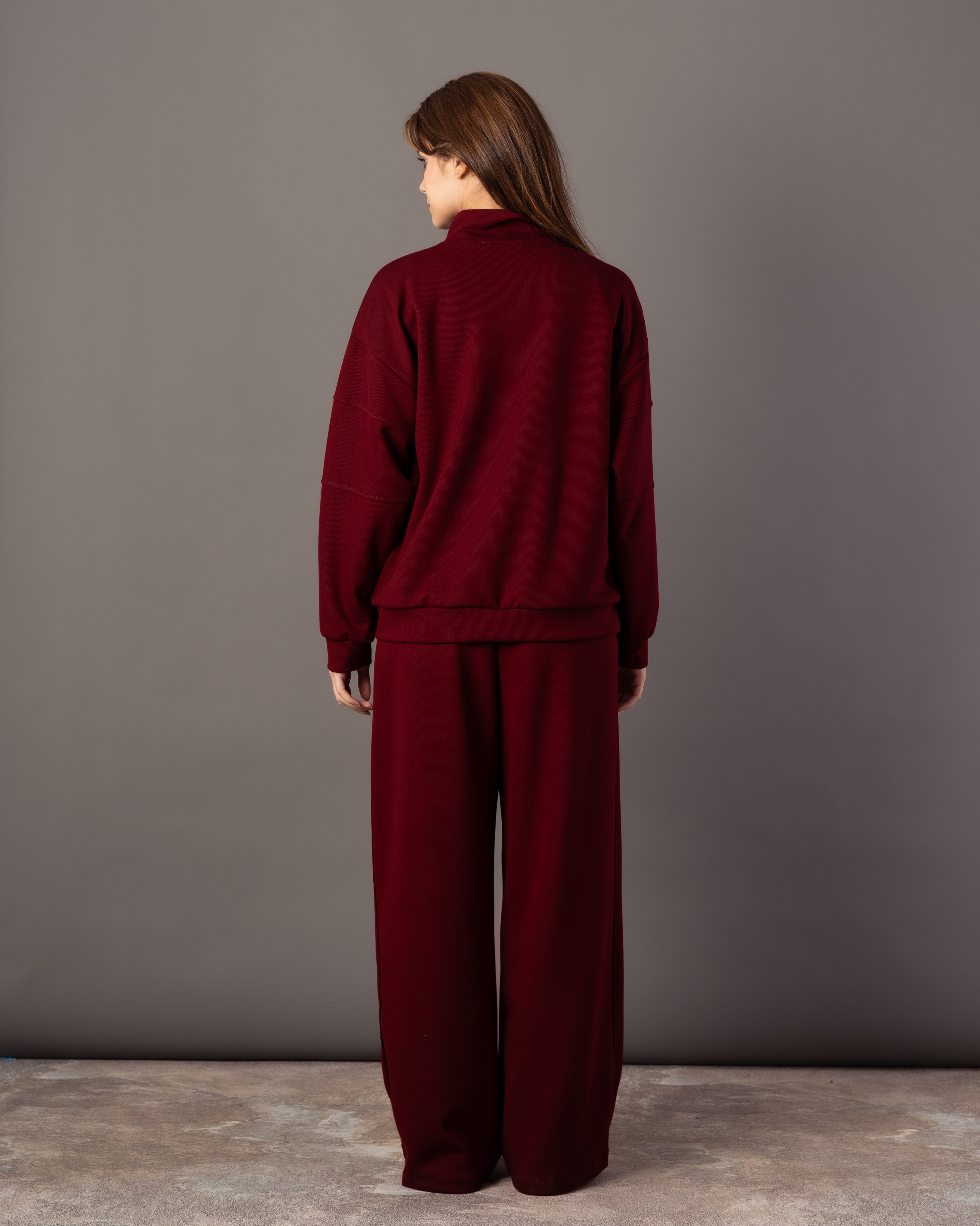 Plain Sweatshirt – Zip Neck (Chest & Sleeve Stripe)