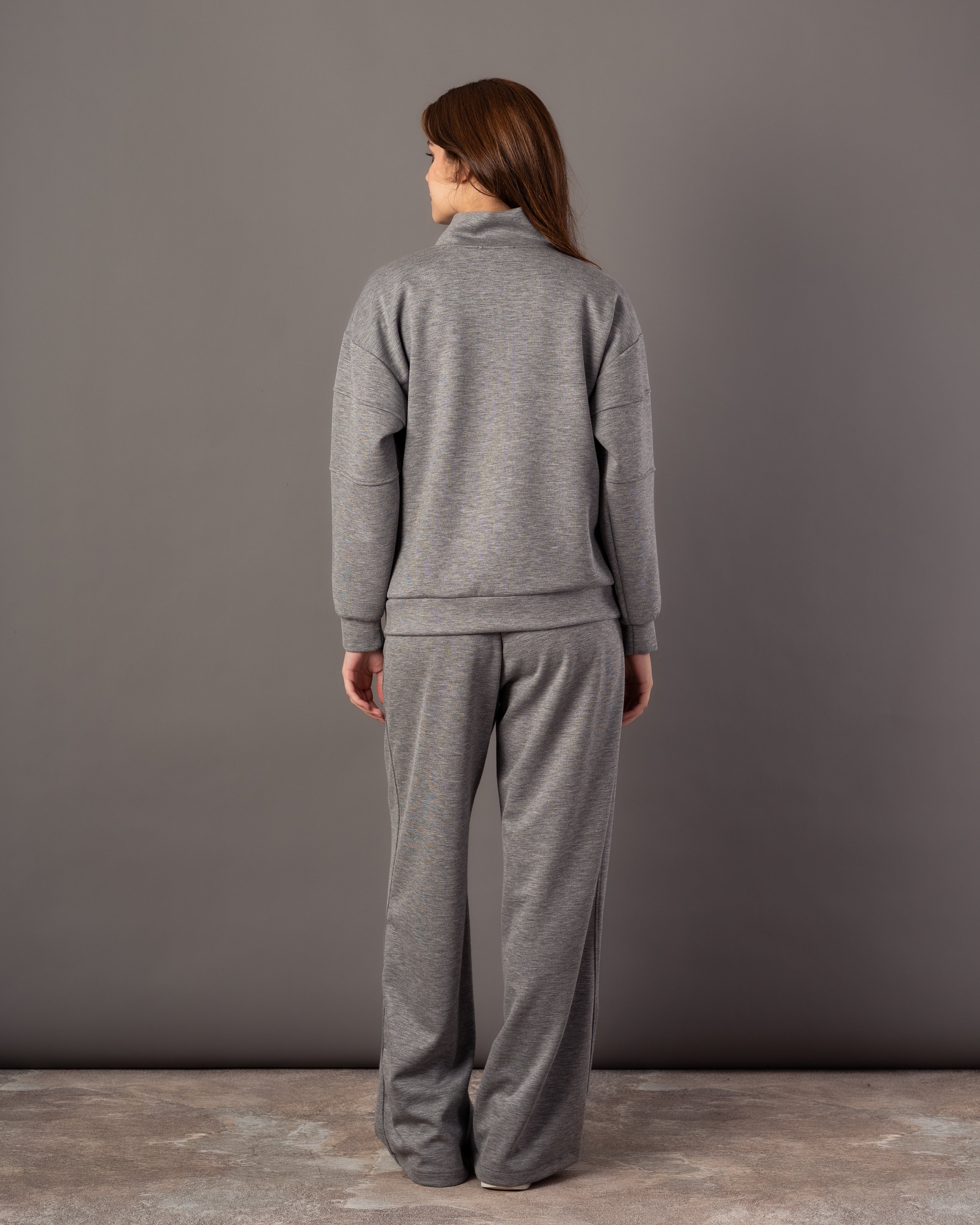 Plain Sweatshirt – Zip Neck (Chest & Sleeve Stripe)