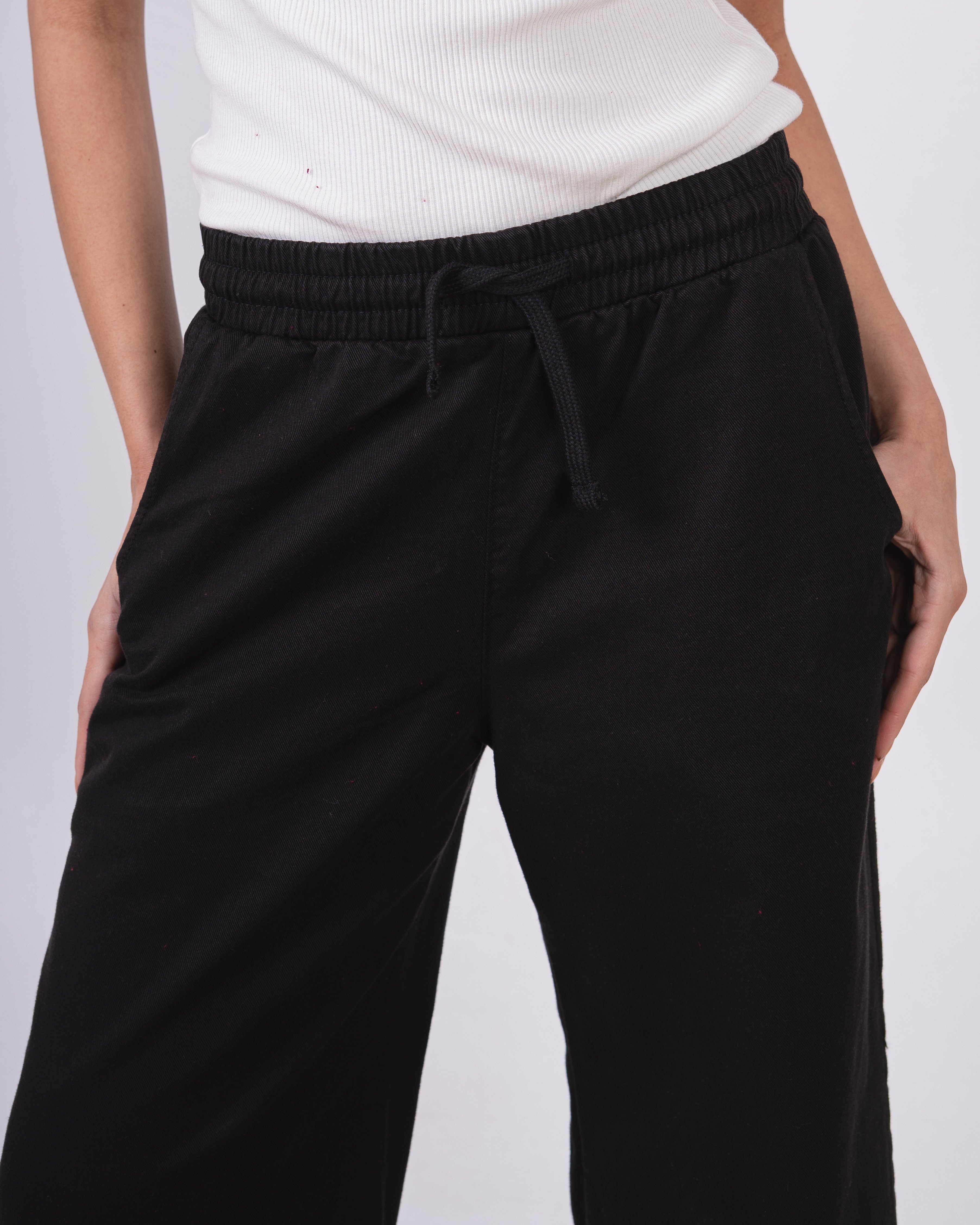 Gabardine Trouser - (Wide-Leg) With Drawstring
