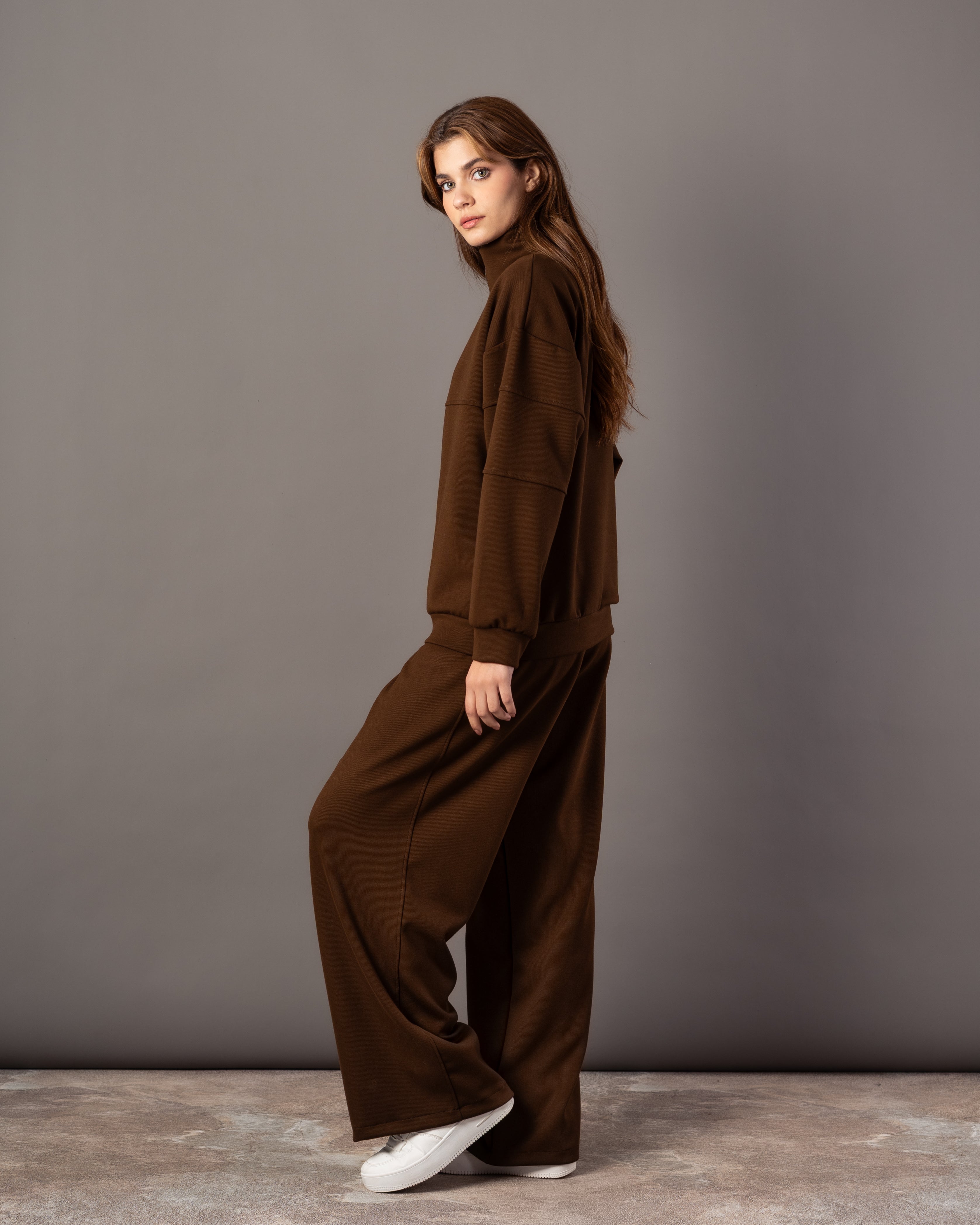 Plain Sweatshirt – Zip Neck (Chest & Sleeve Stripe)