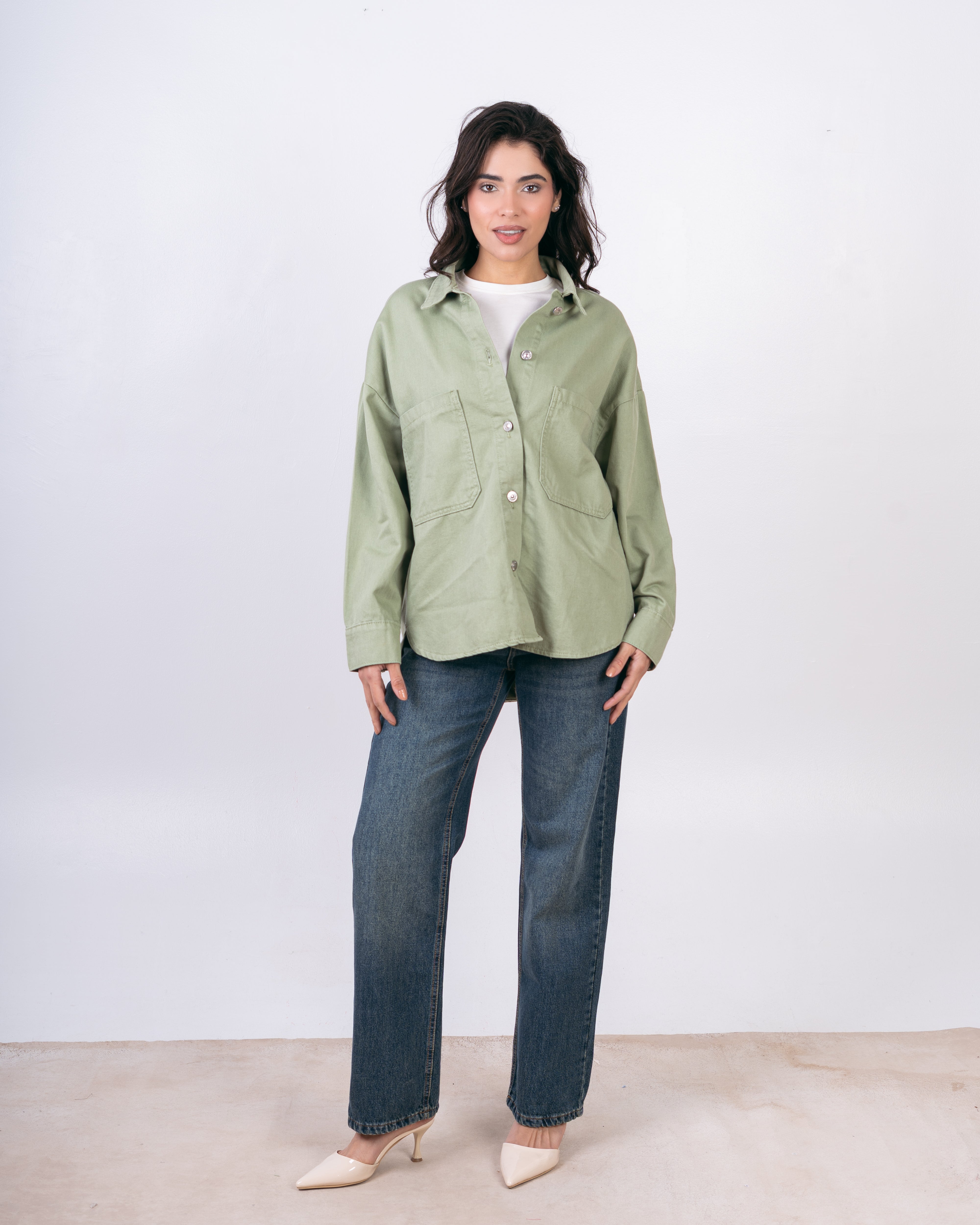 Oversized Gabardine Jacket - With Small Square Pocket