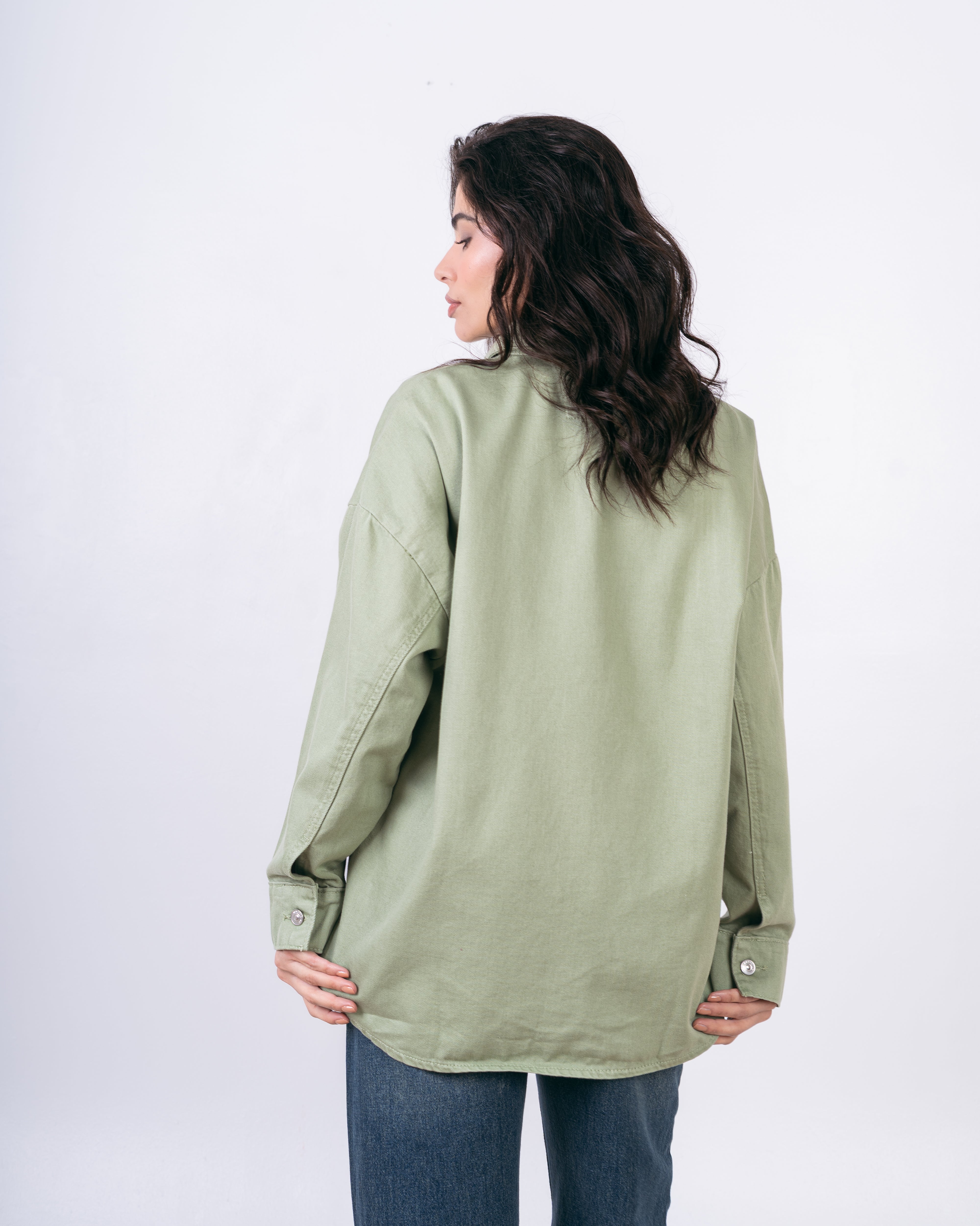 Oversized Gabardine Jacket - With Small Square Pocket