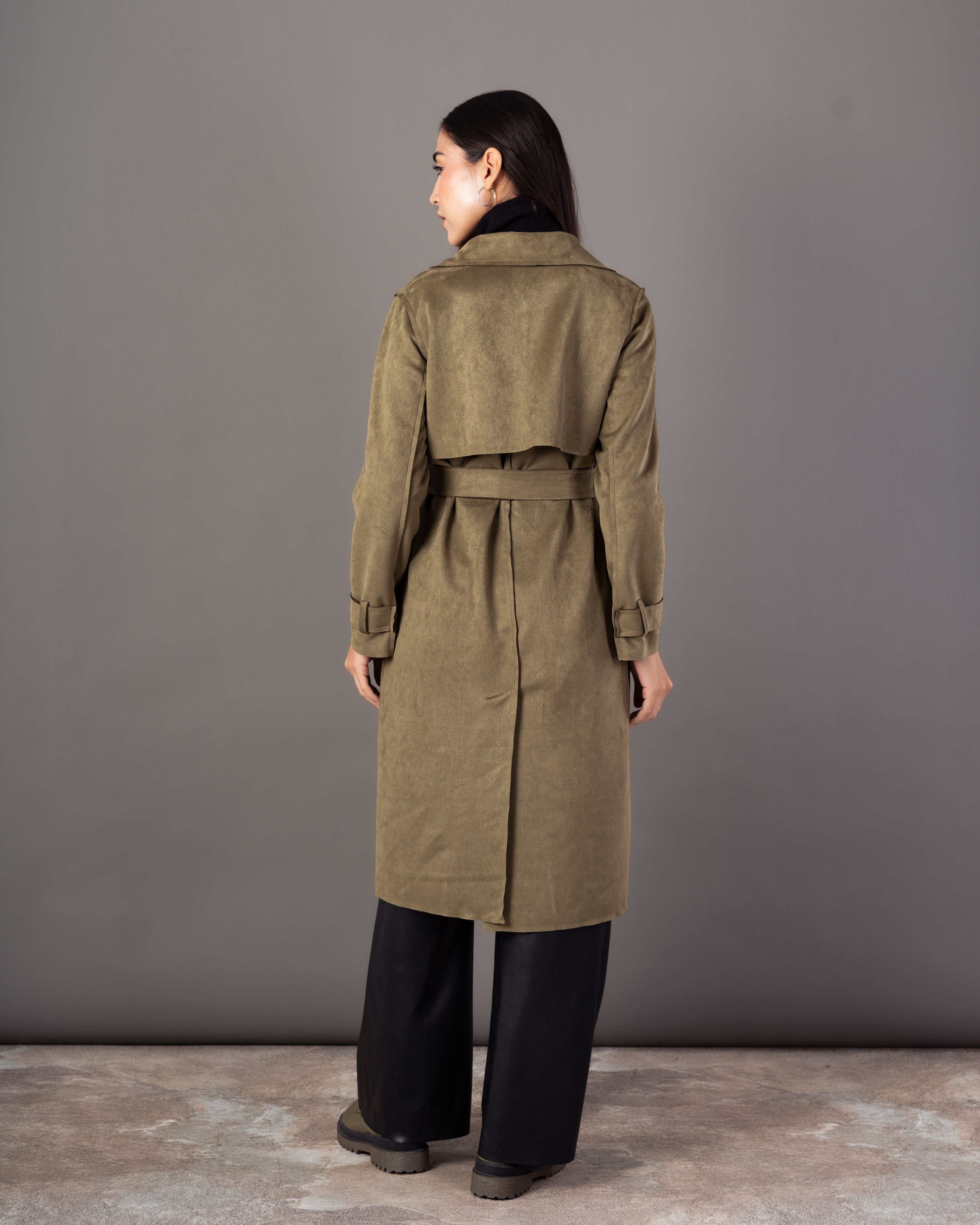 Trench Coat With Belt – (4 Center Buttons)