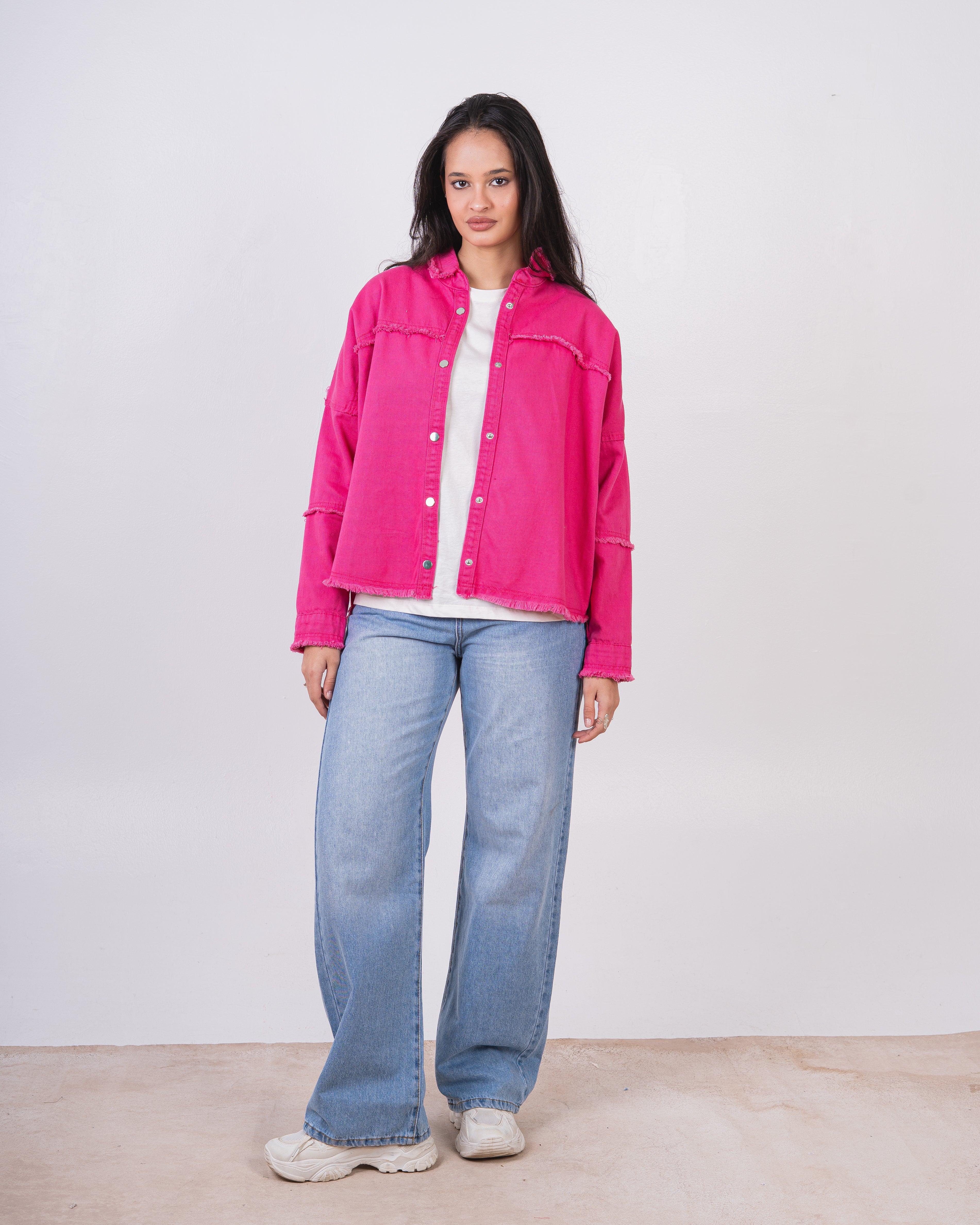 جاكيت جبردين كبير الحجم - بحواف غير مخيطة