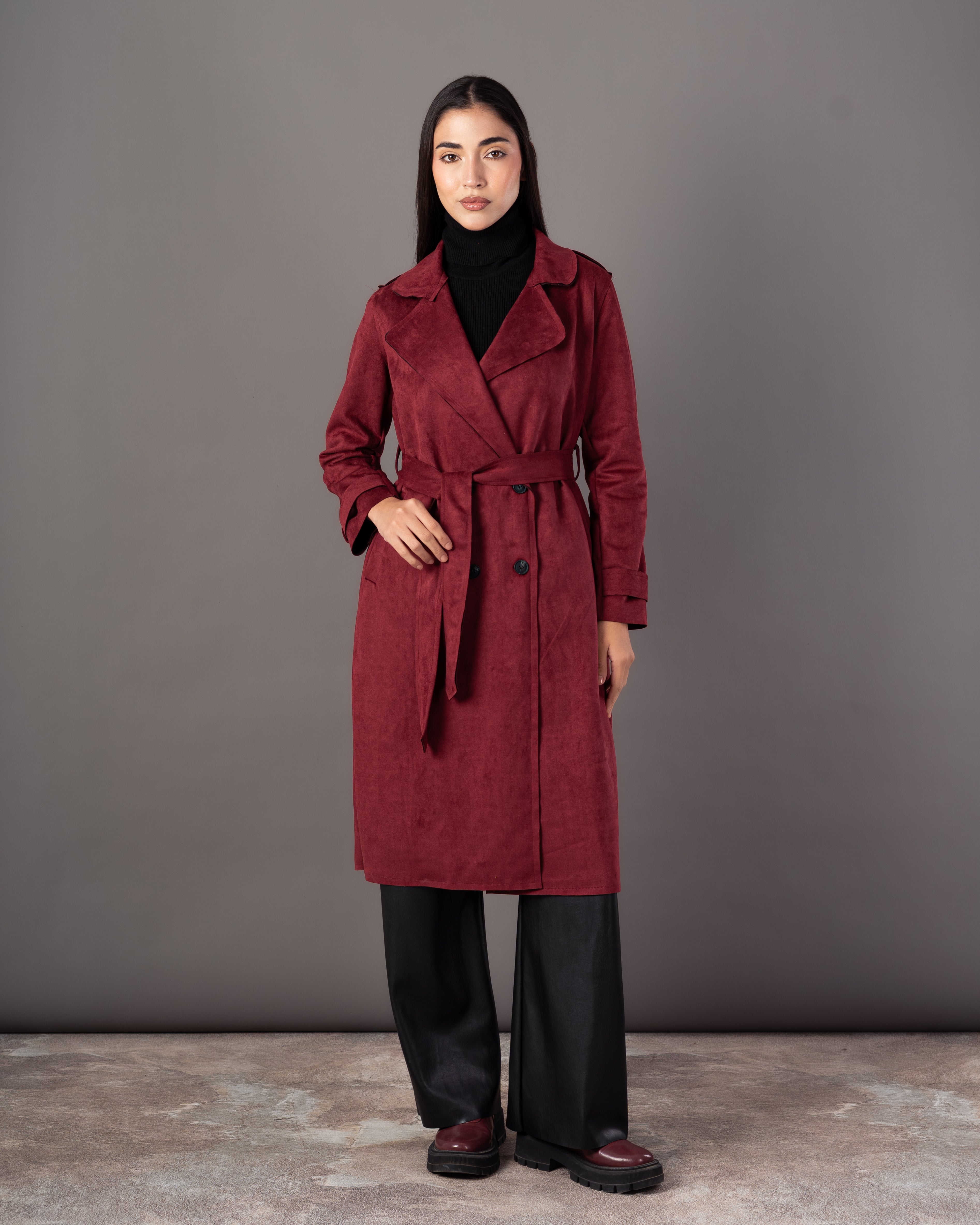 Trench Coat With Belt – (4 Center Buttons)