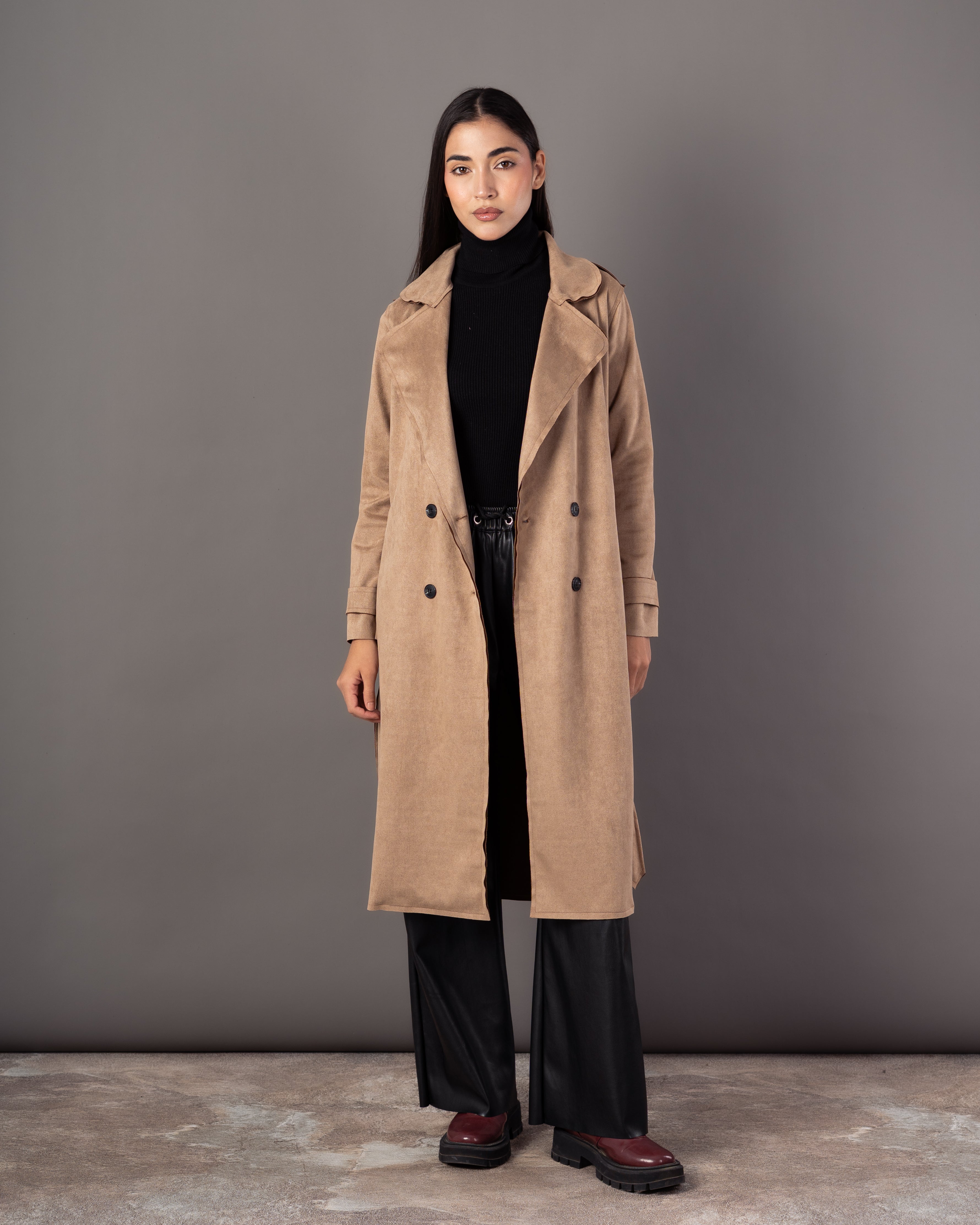 Trench Coat With Belt – (4 Center Buttons)