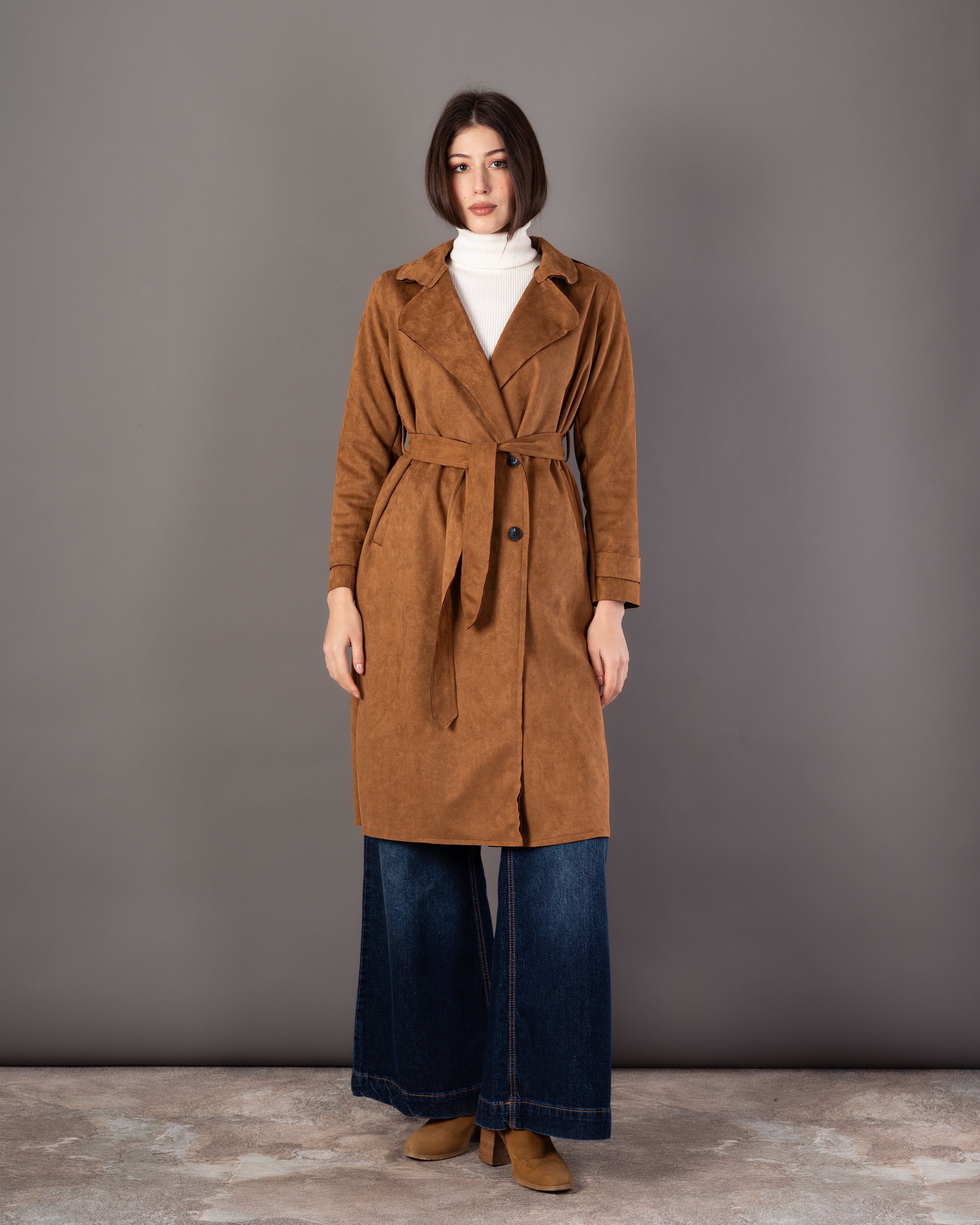 Trench Coat With Belt – (4 Center Buttons)