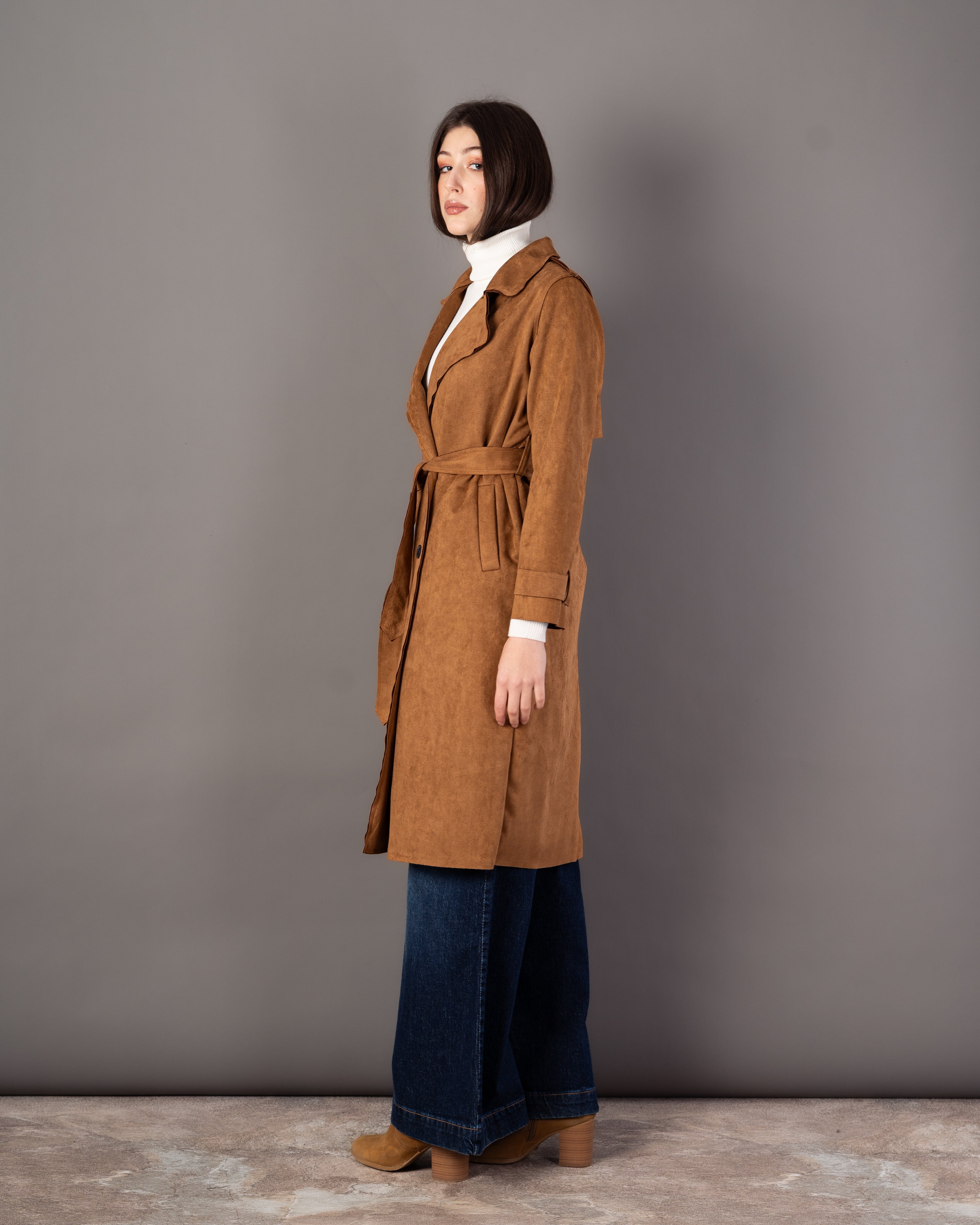 Trench Coat With Belt – (4 Center Buttons)