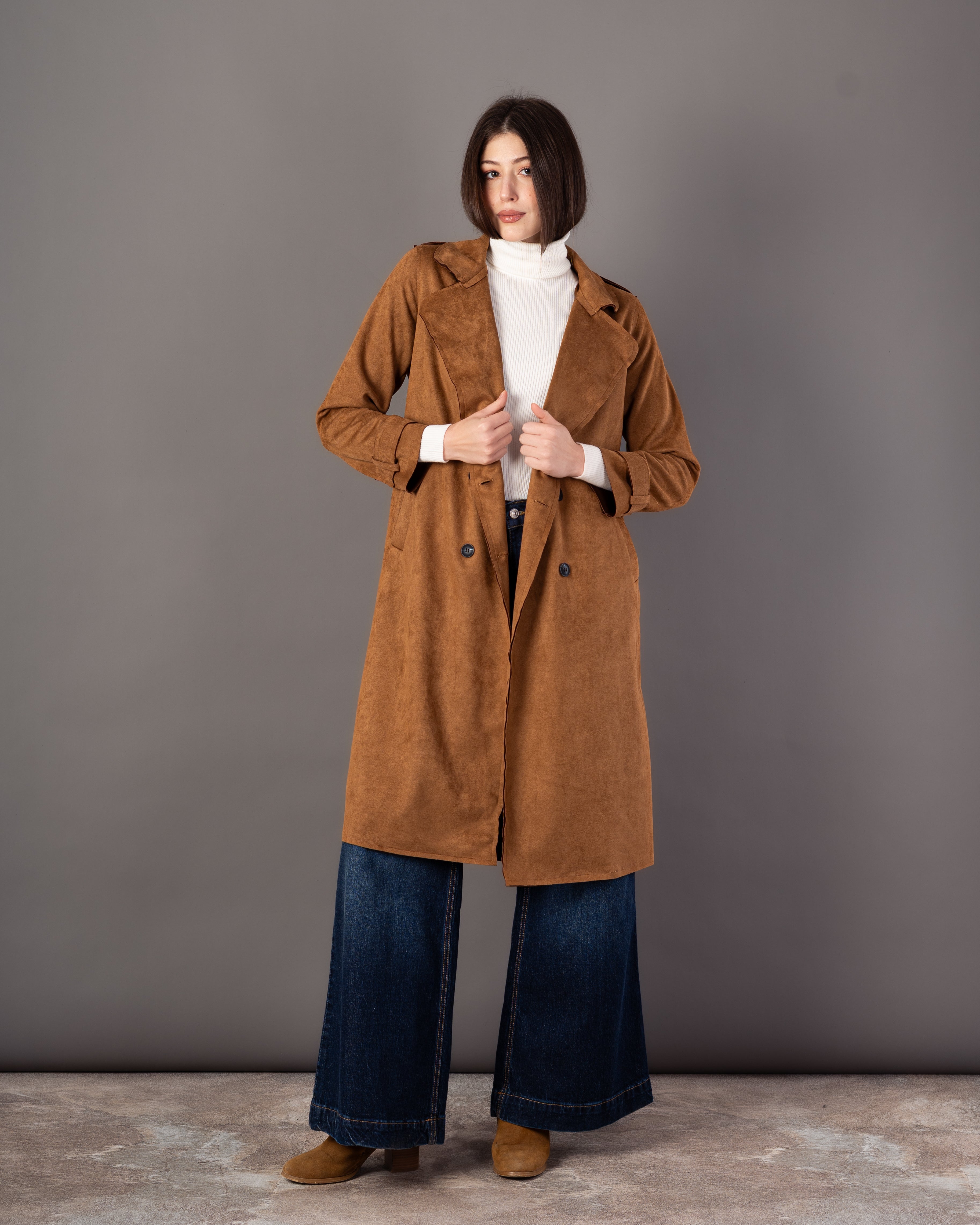 Trench Coat With Belt – (4 Center Buttons)