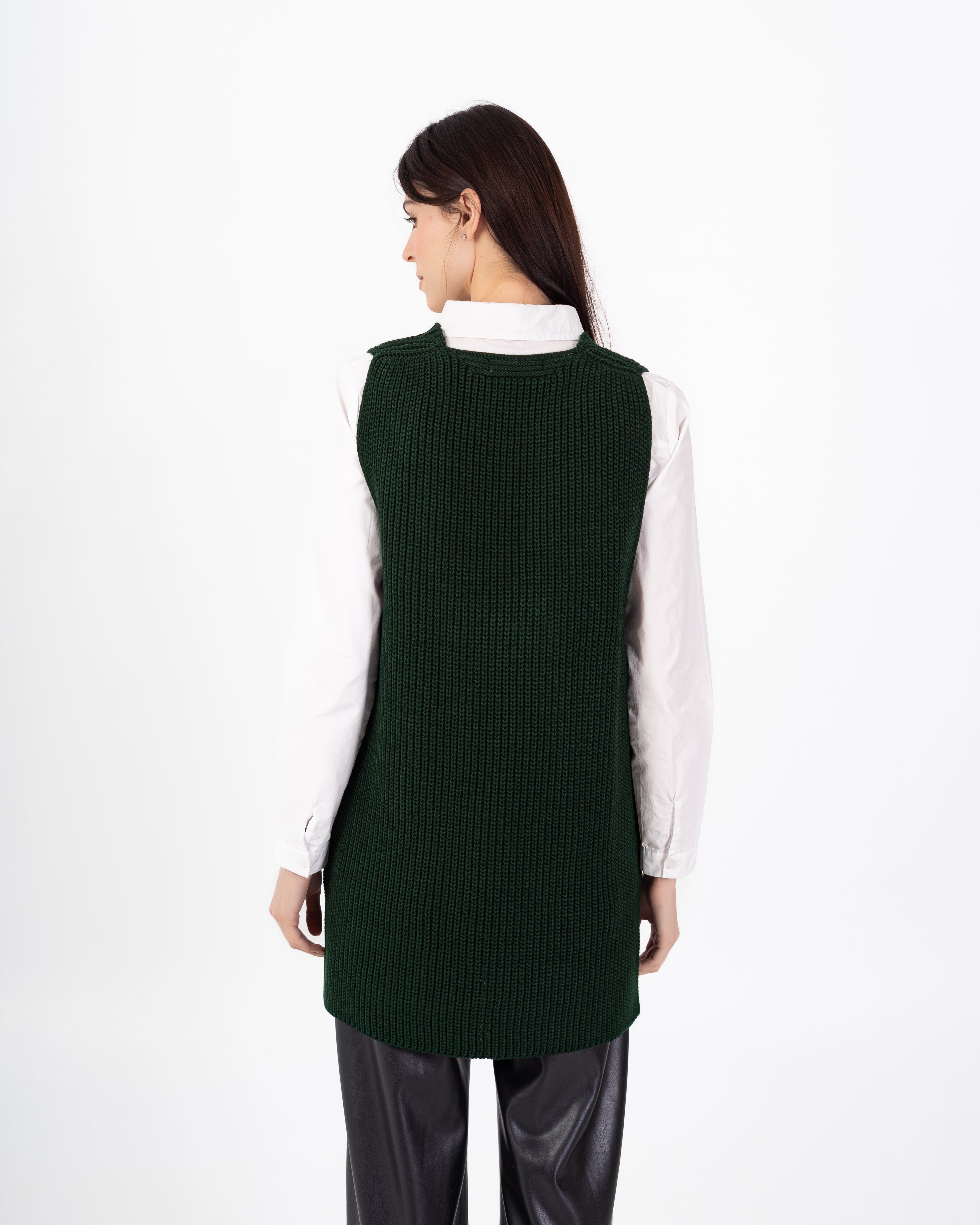 سترة محبوكة – سادة طويلة (رقبة واسعة)