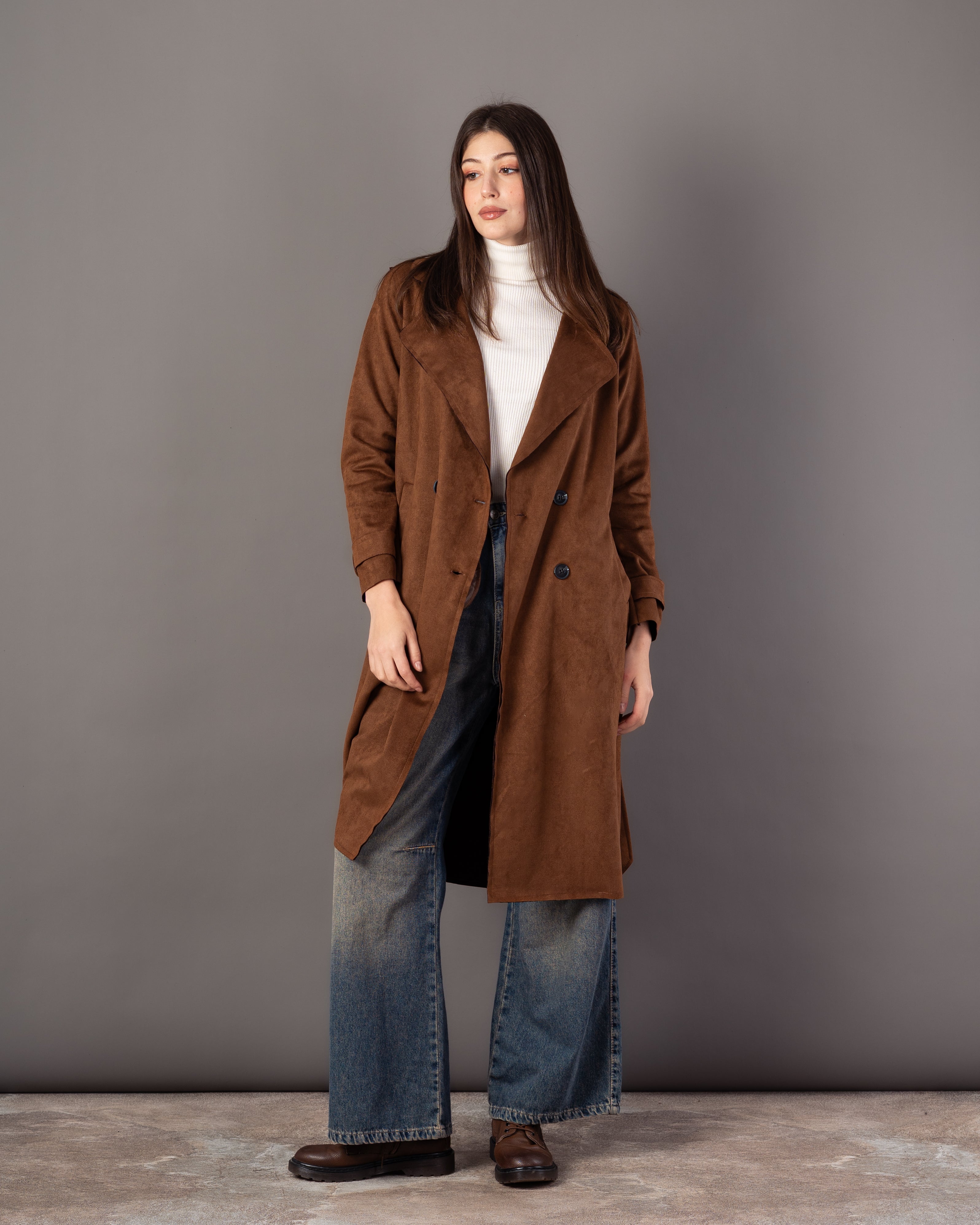 Trench Coat With Belt – (4 Center Buttons)