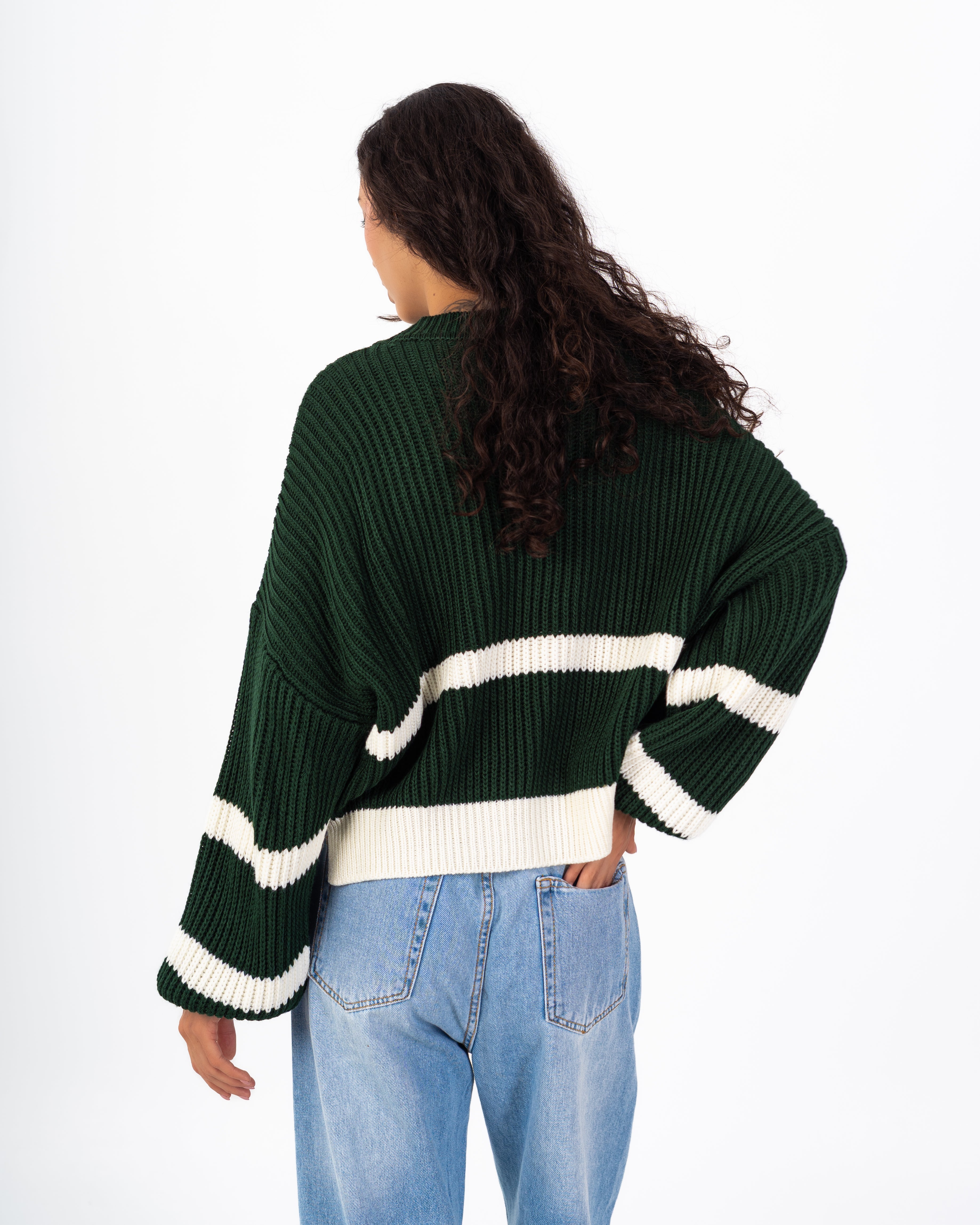 Knitwear Pullover – Sleeve Stripes (Round Neck)