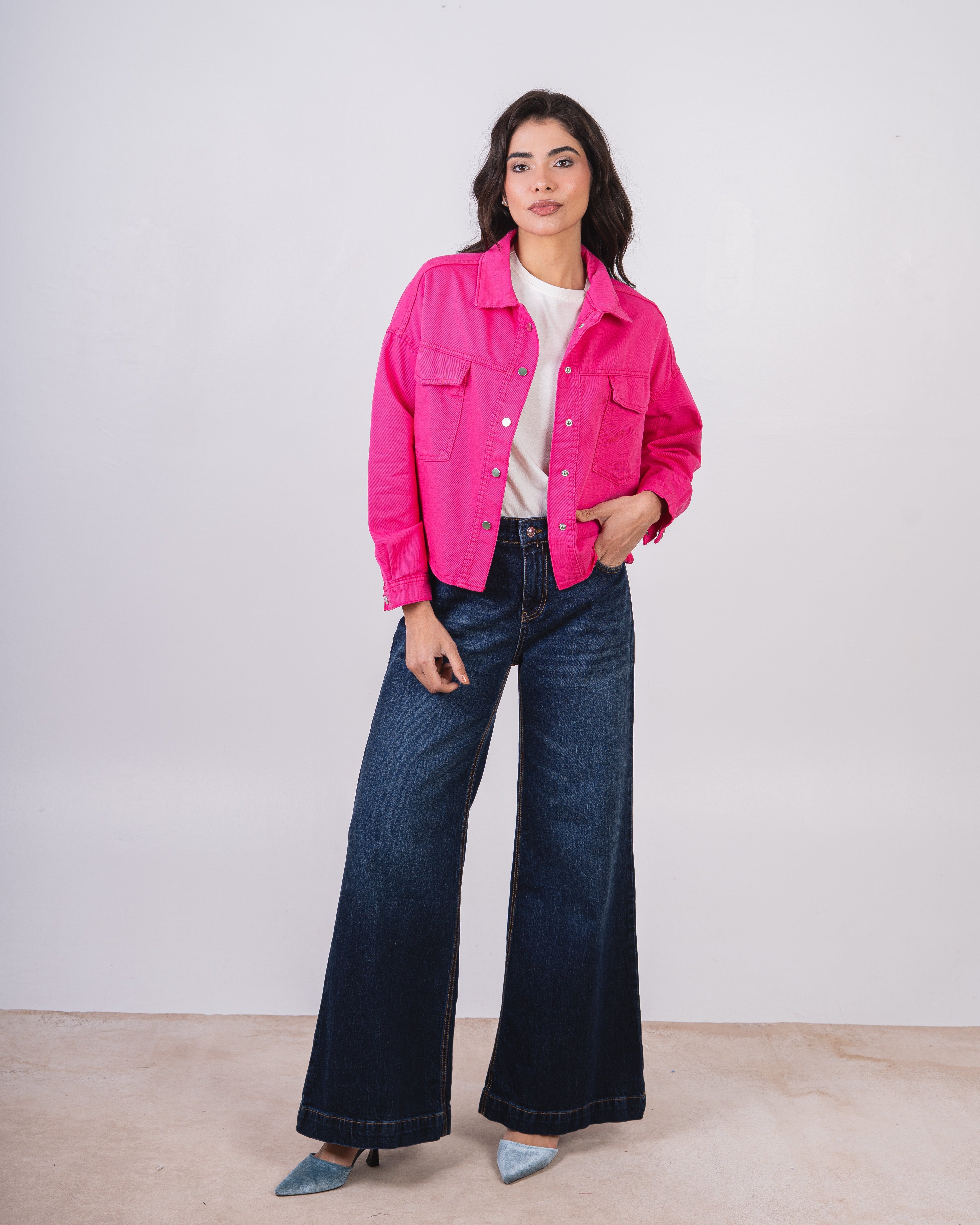 Short Gabardine Jacket - With Square Pocket