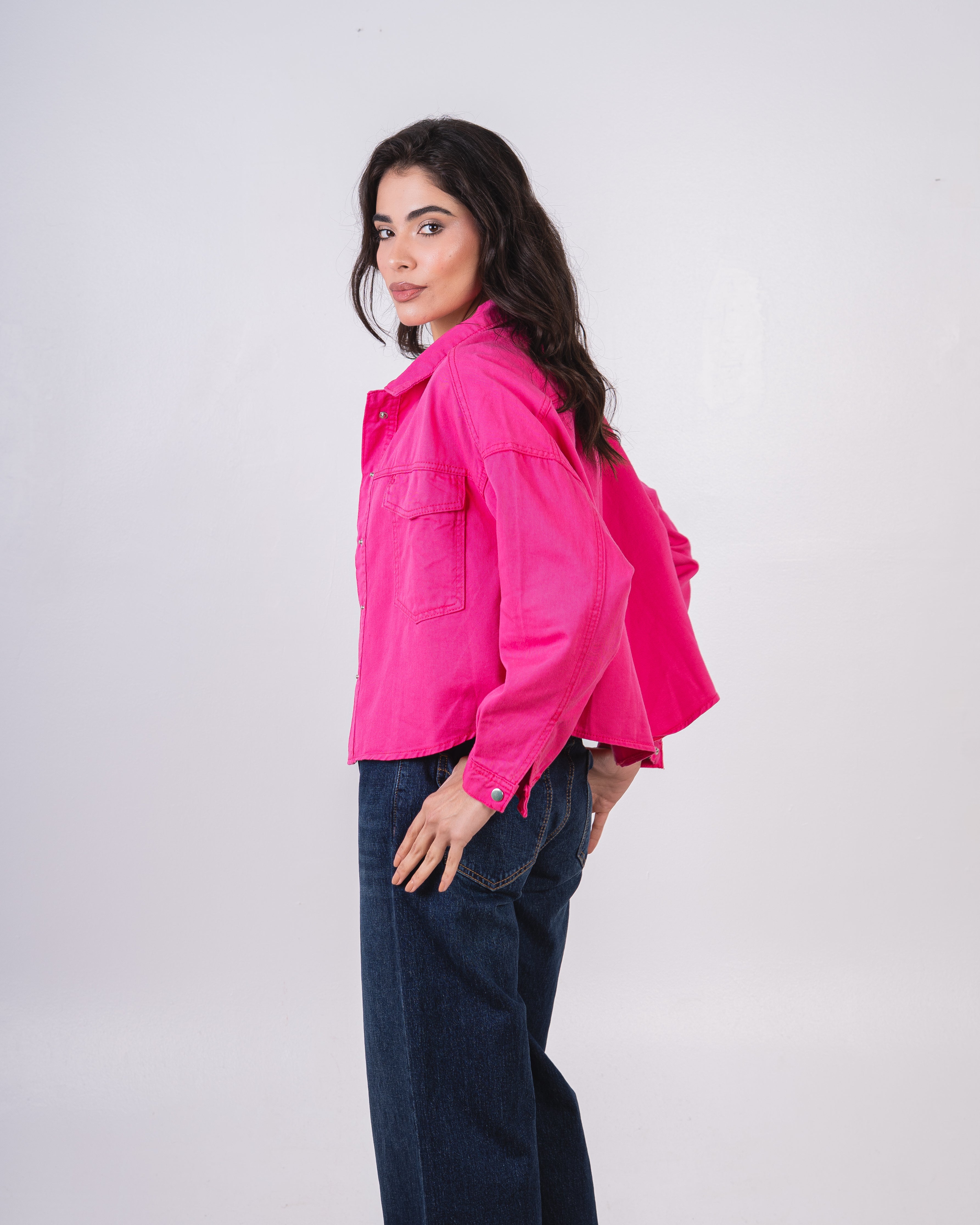 Short Gabardine Jacket - With Square Pocket