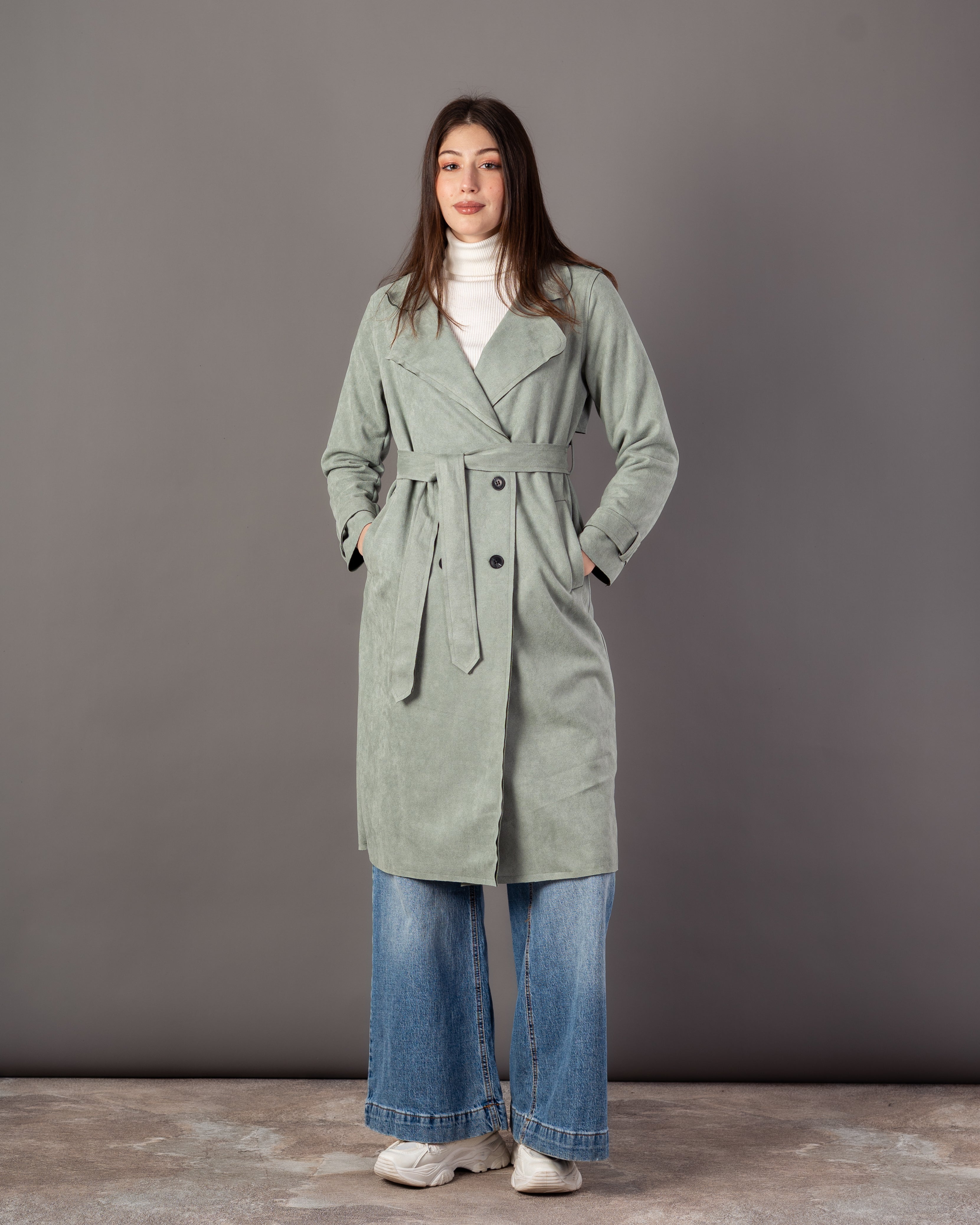 Trench Coat With Belt – (4 Center Buttons)