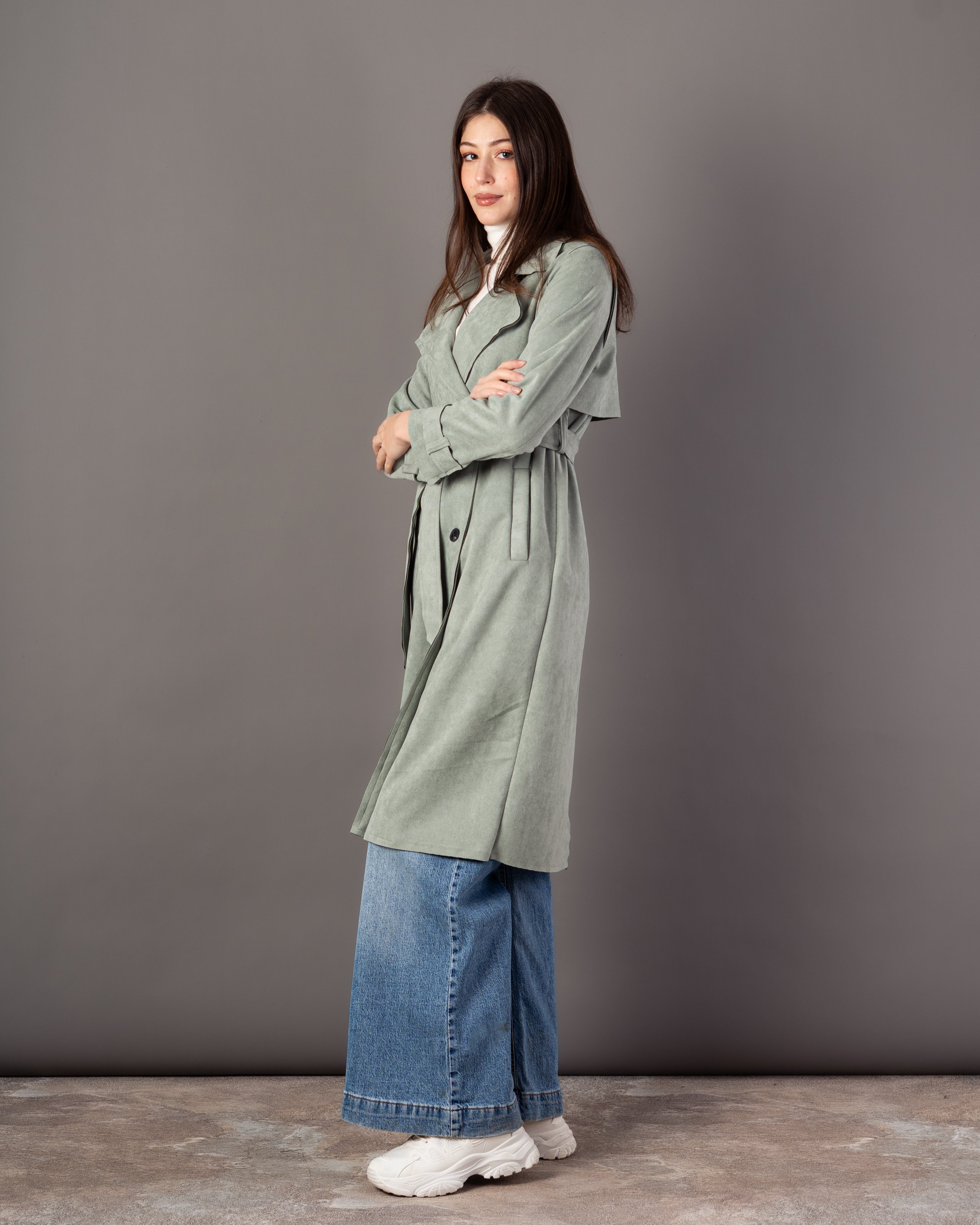 Trench Coat With Belt – (4 Center Buttons)