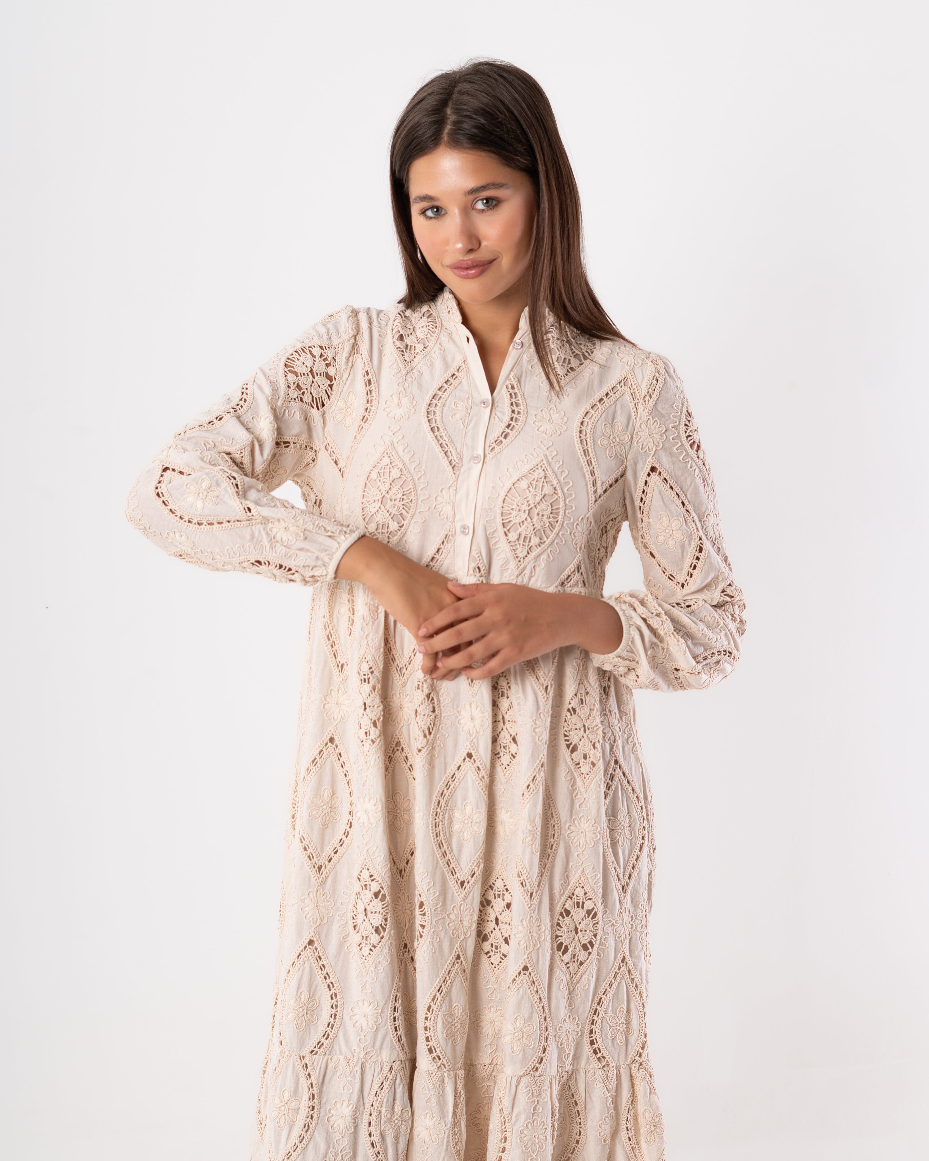 Fully Embroidered Dress – Triangle Patterns