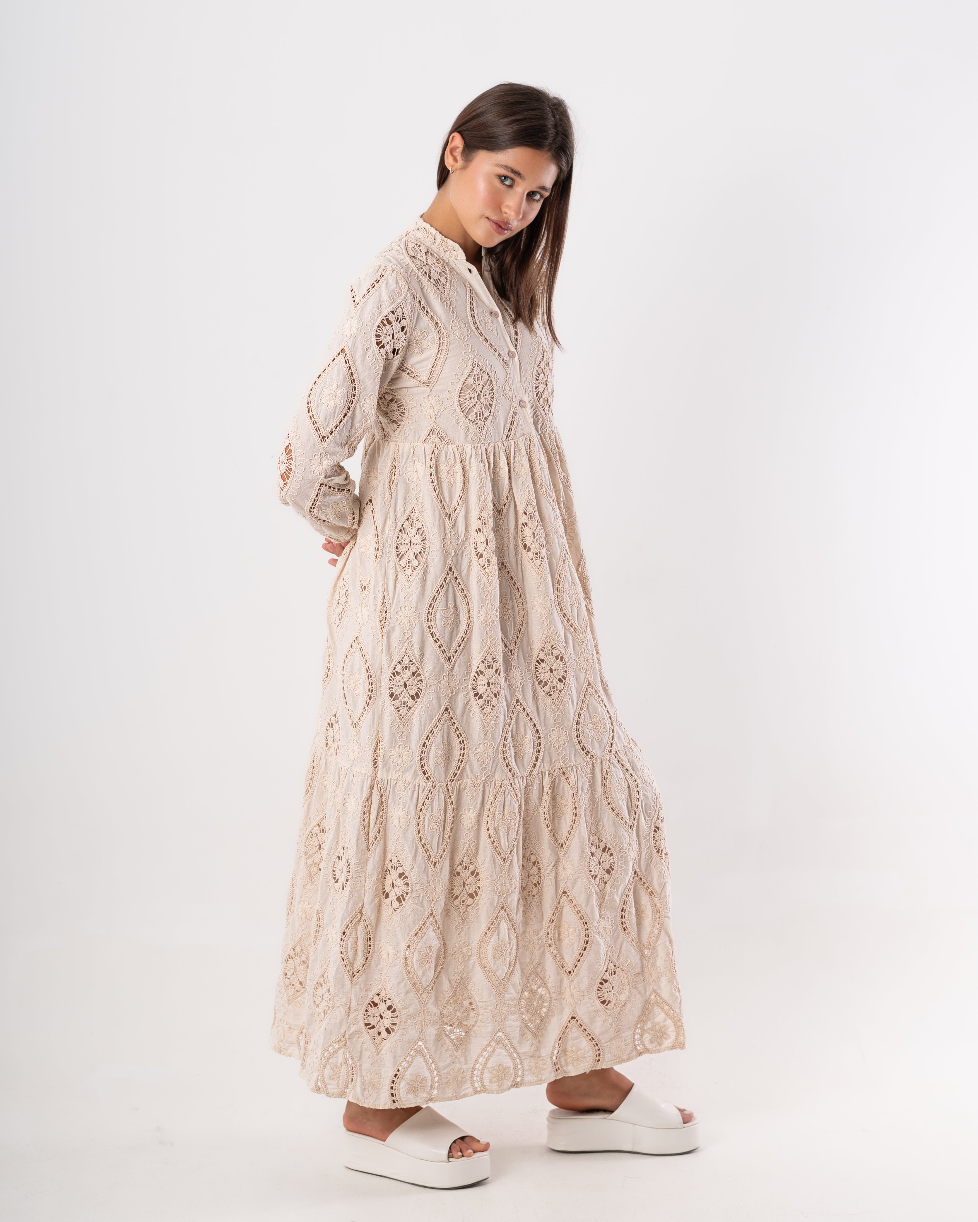 Fully Embroidered Dress – Triangle Patterns