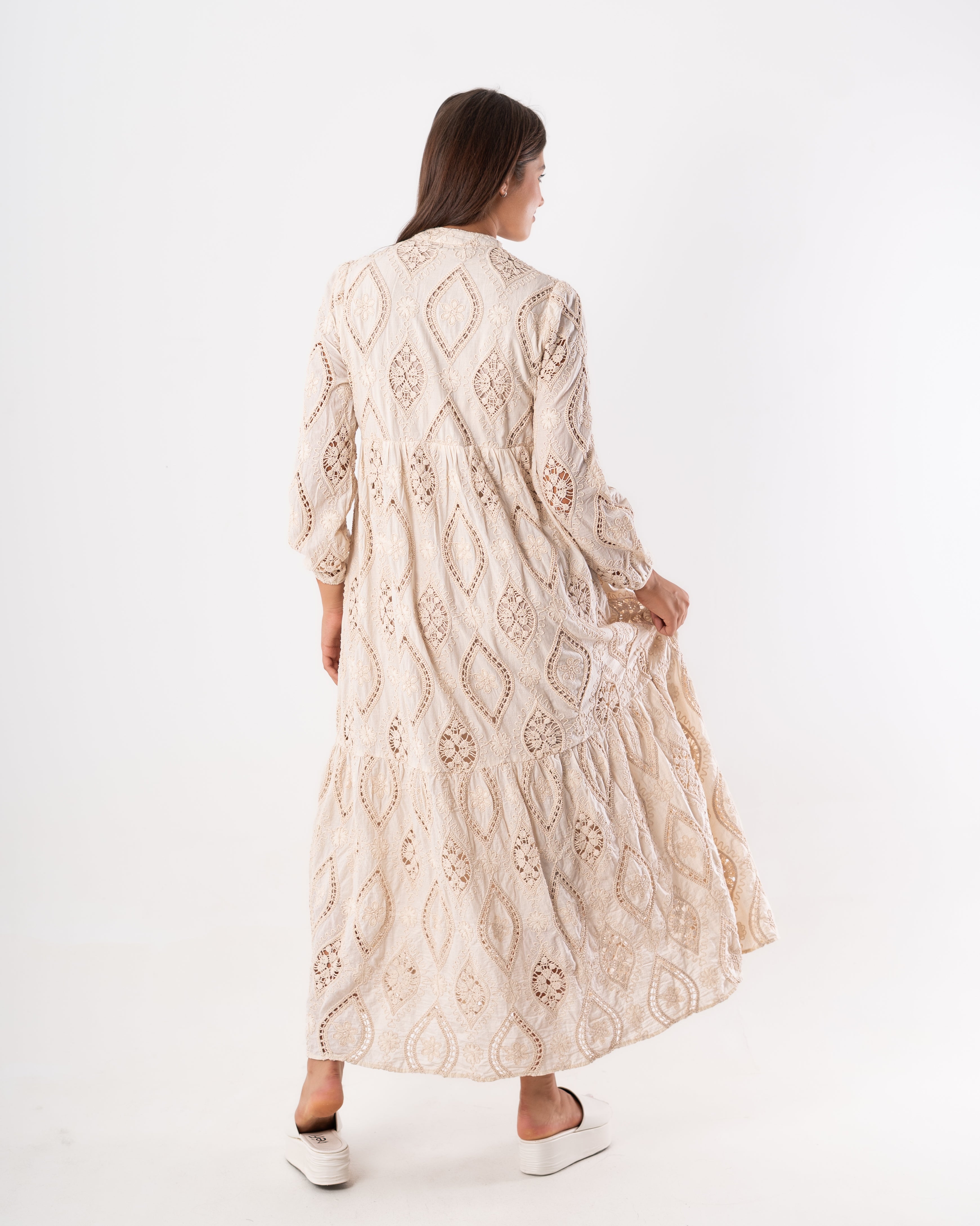 Fully Embroidered Dress – Triangle Patterns