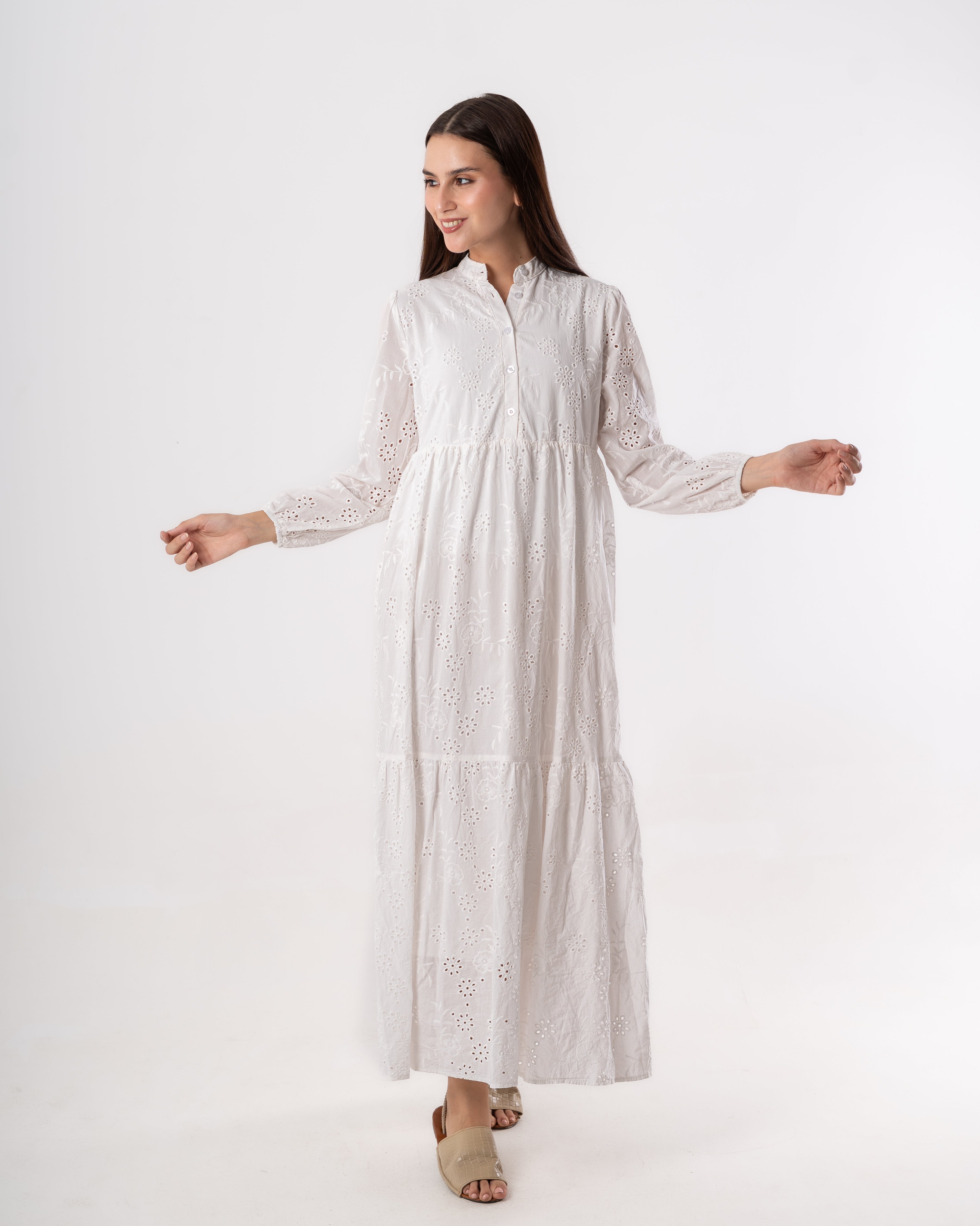Dress Fully Embroidered –  With Small Flowers