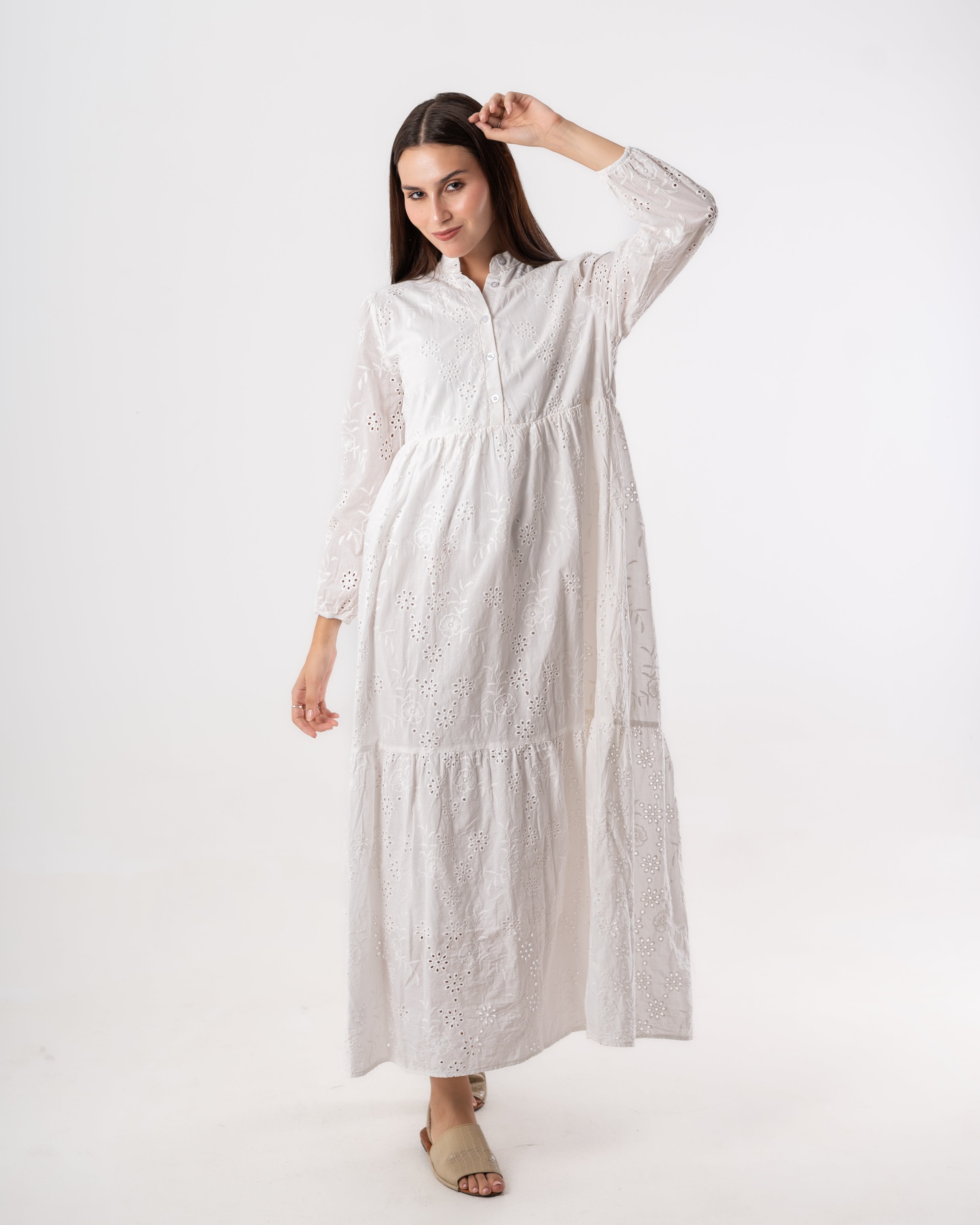Dress Fully Embroidered –  With Small Flowers