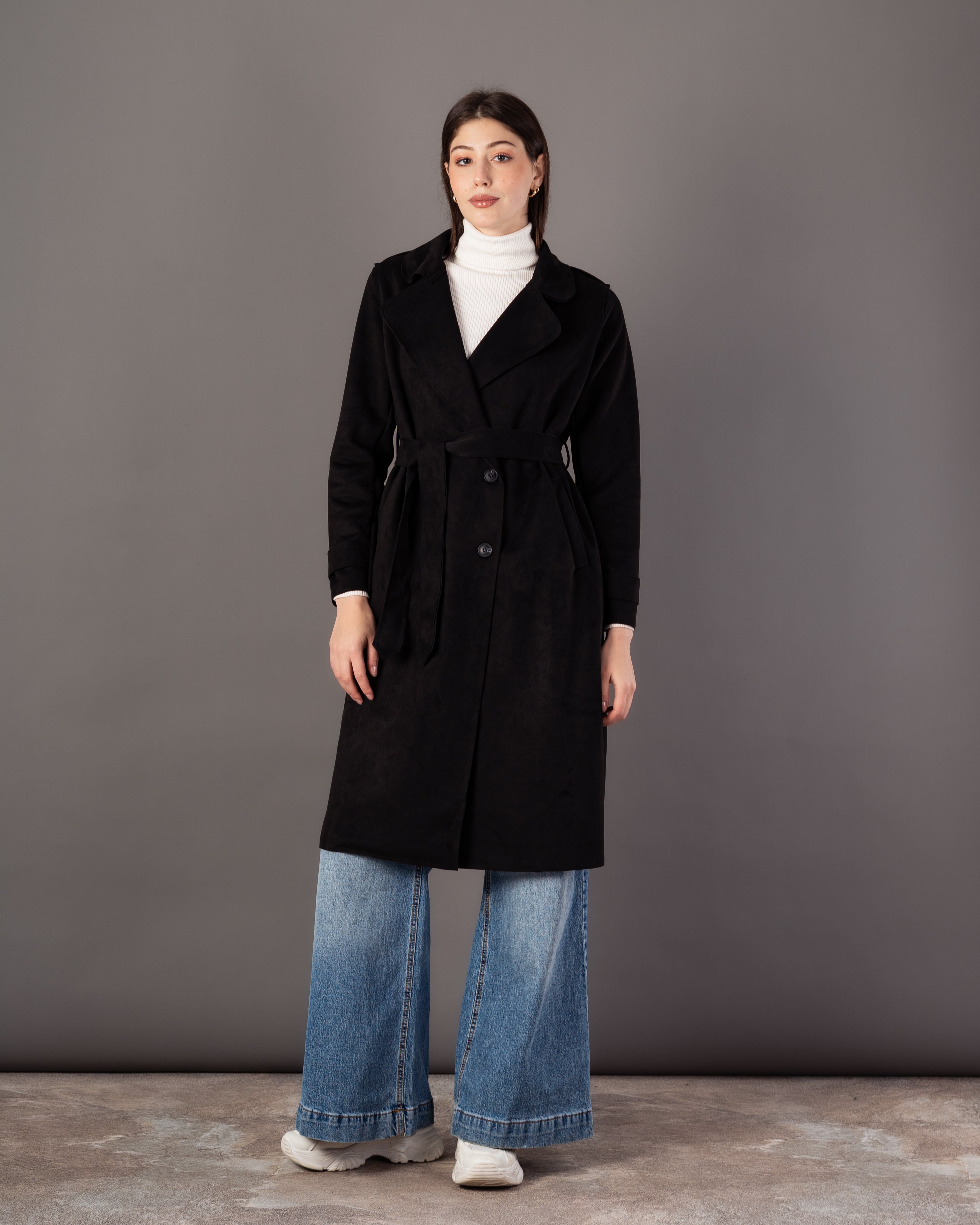 Trench Coat With Belt – (4 Center Buttons)