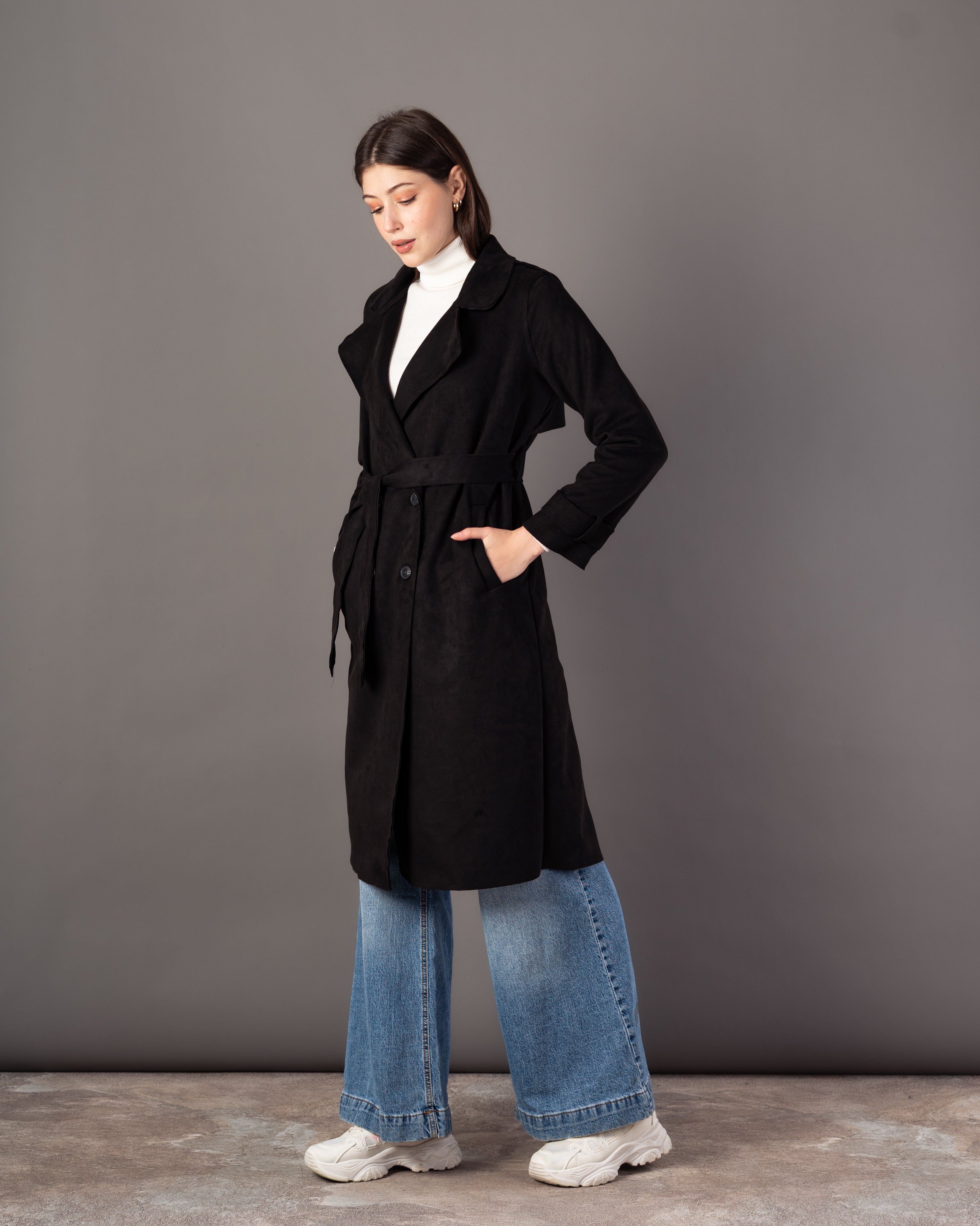 Trench Coat With Belt – (4 Center Buttons)