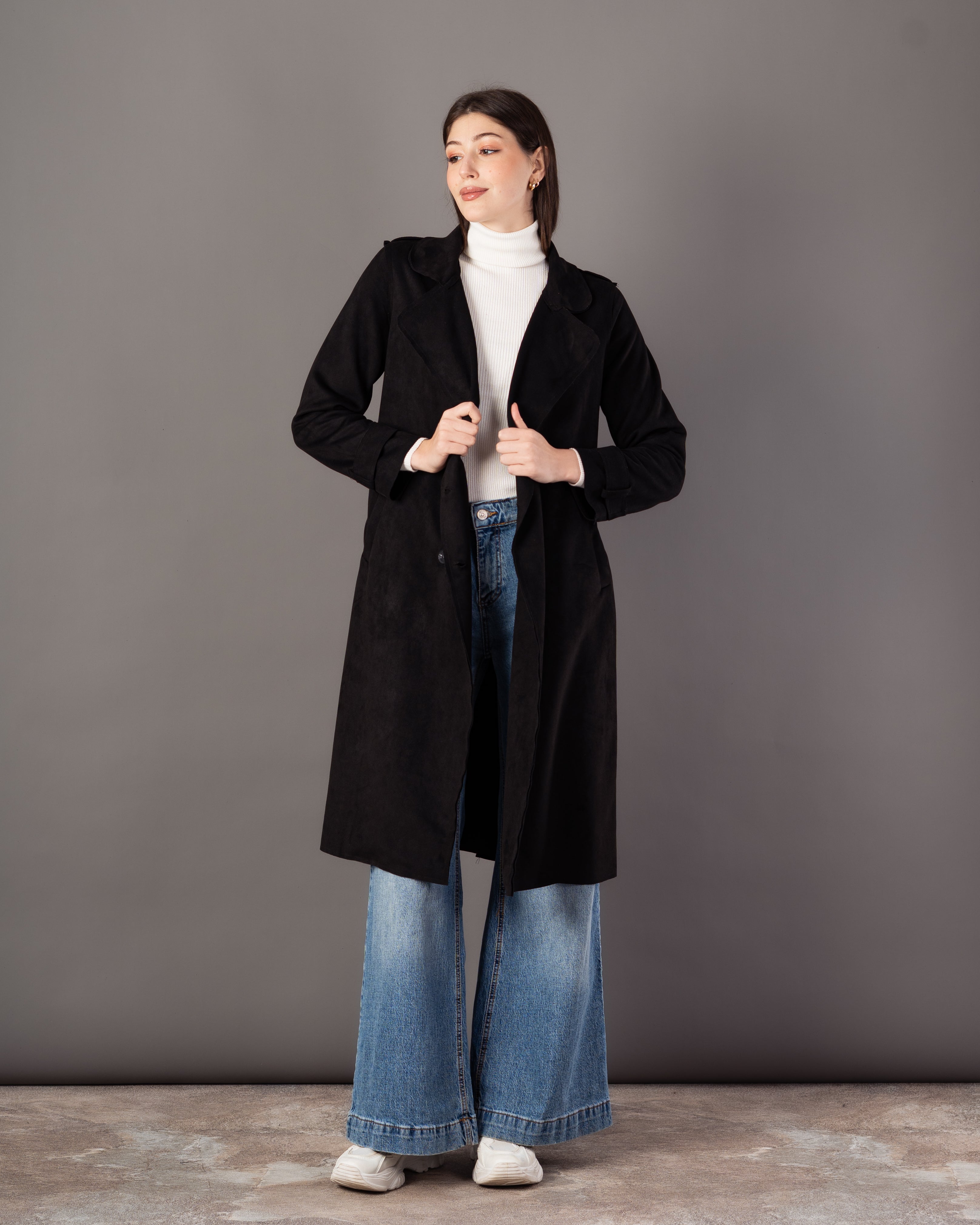 Trench Coat With Belt – (4 Center Buttons)