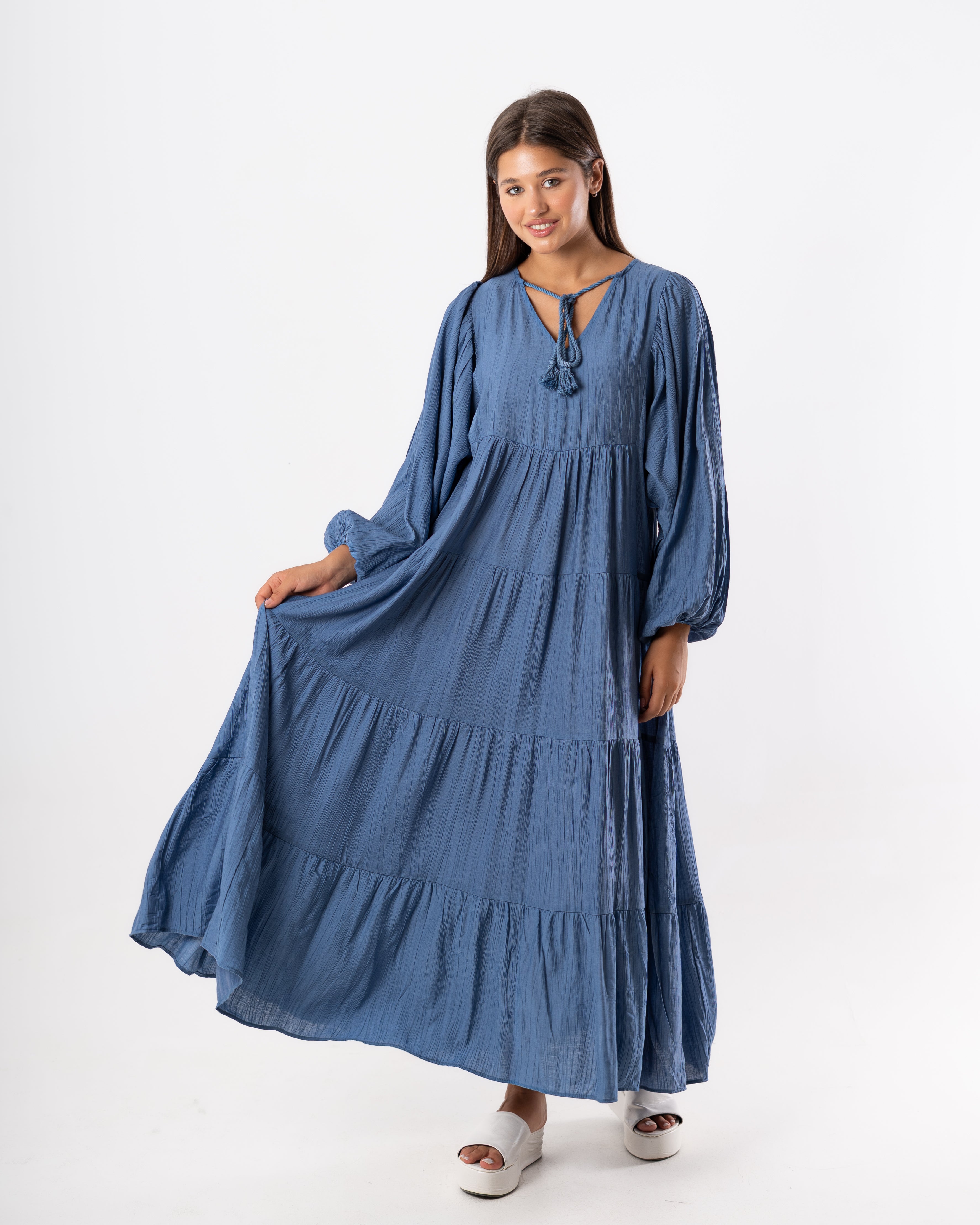 فستان طويل سادة – (رقبة مربوطة)