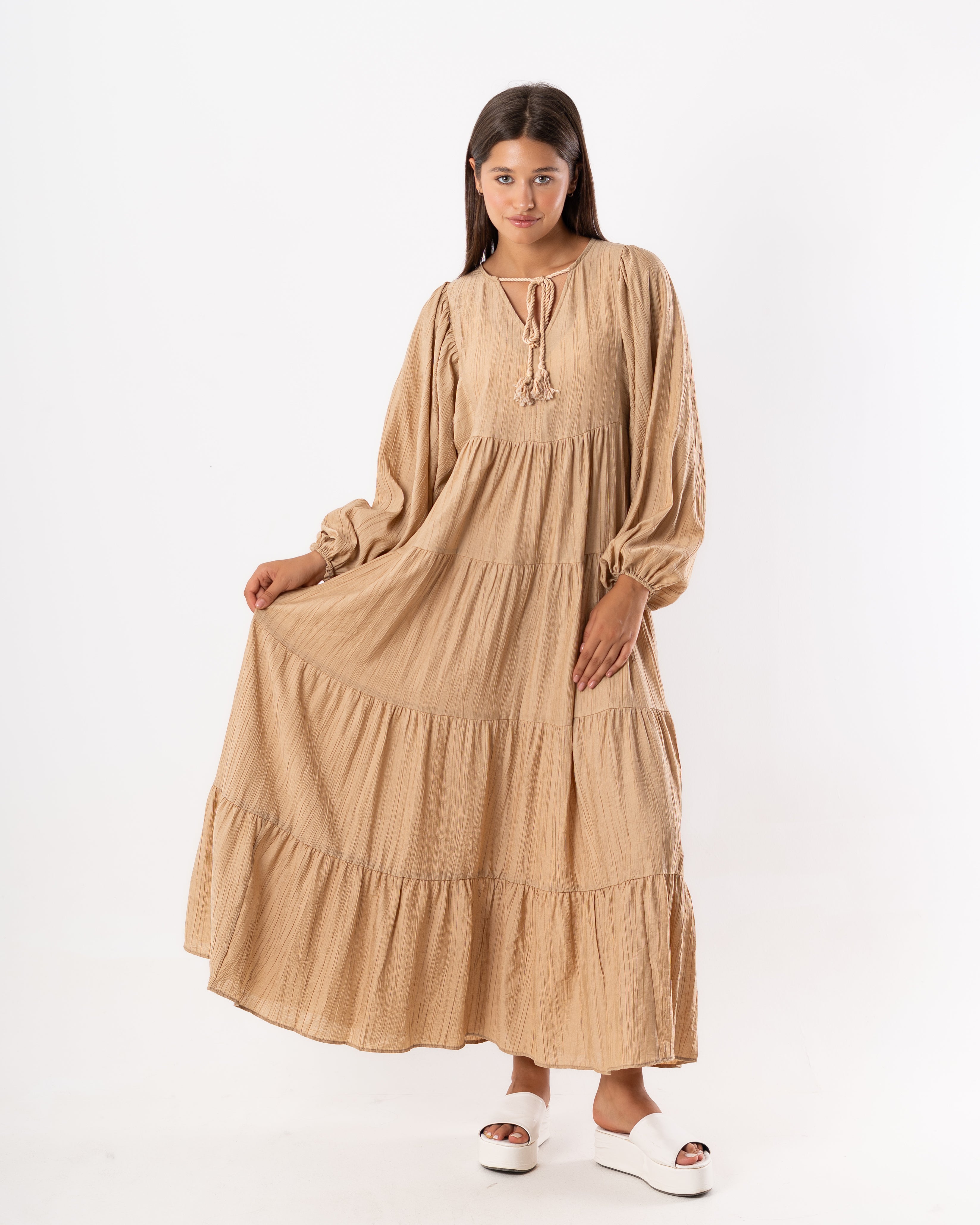 فستان طويل سادة – (رقبة مربوطة)